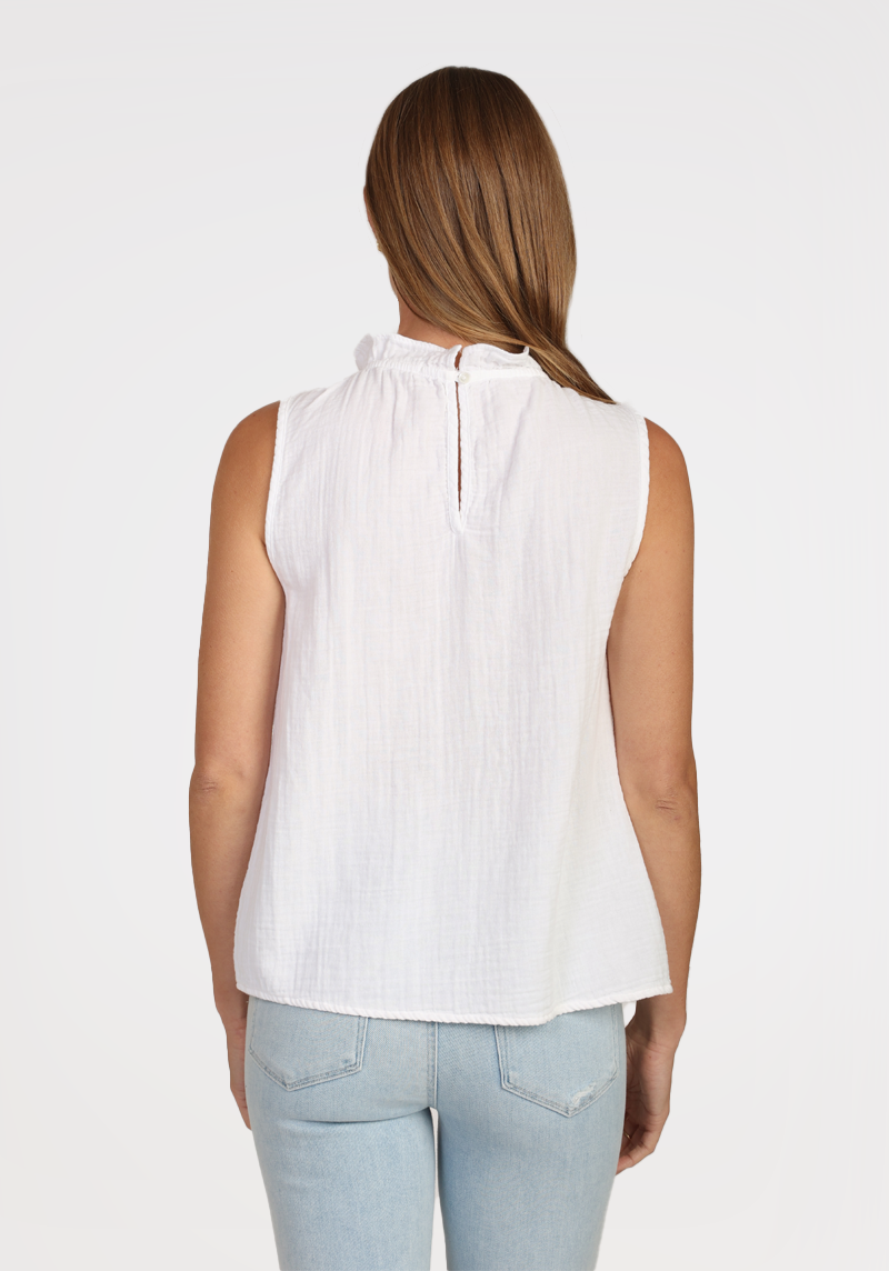 Ruffle Neck Sleeveless Top  - Final Sale