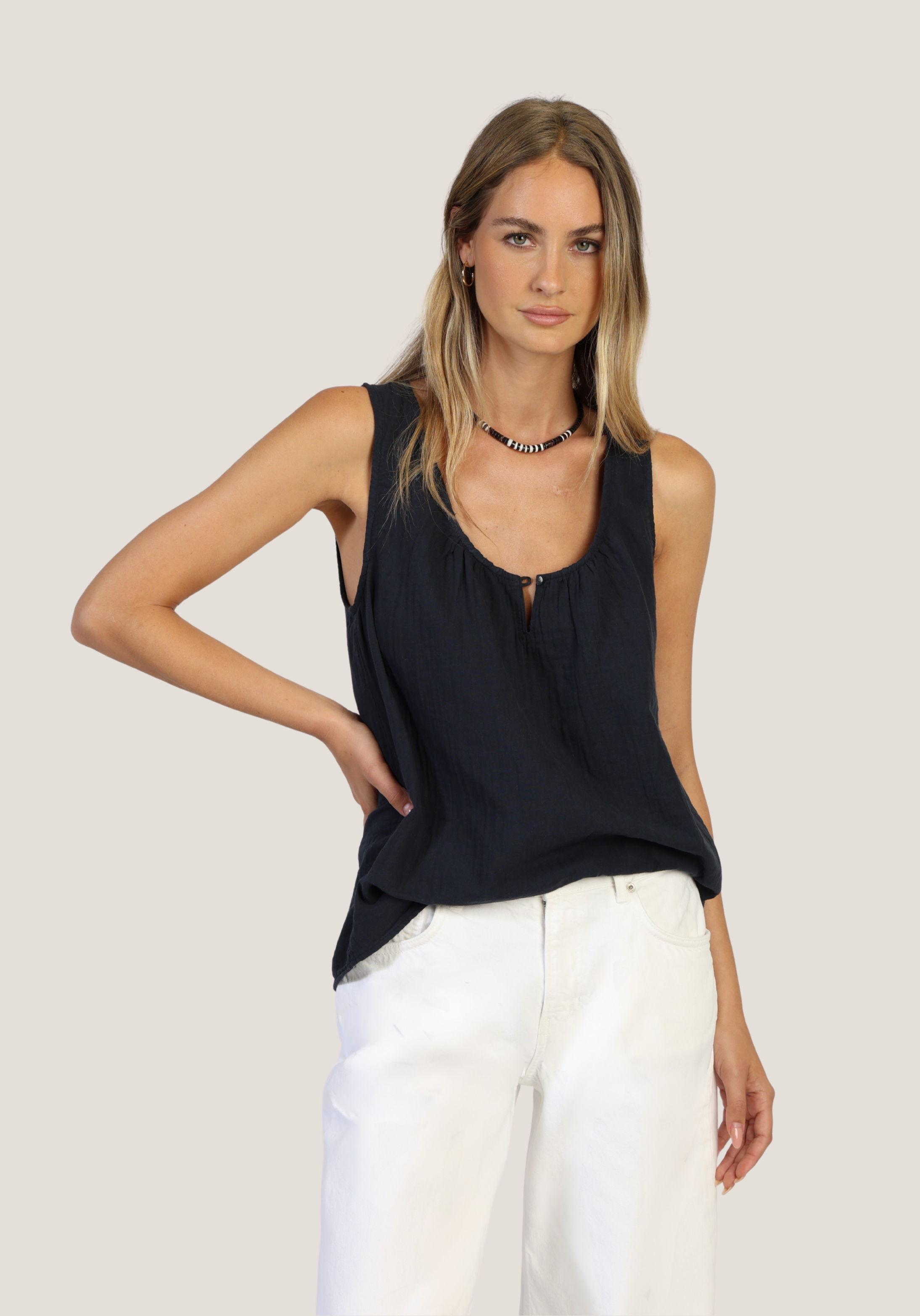 Bobbi Button Tank WASHED BLACK -need pic
