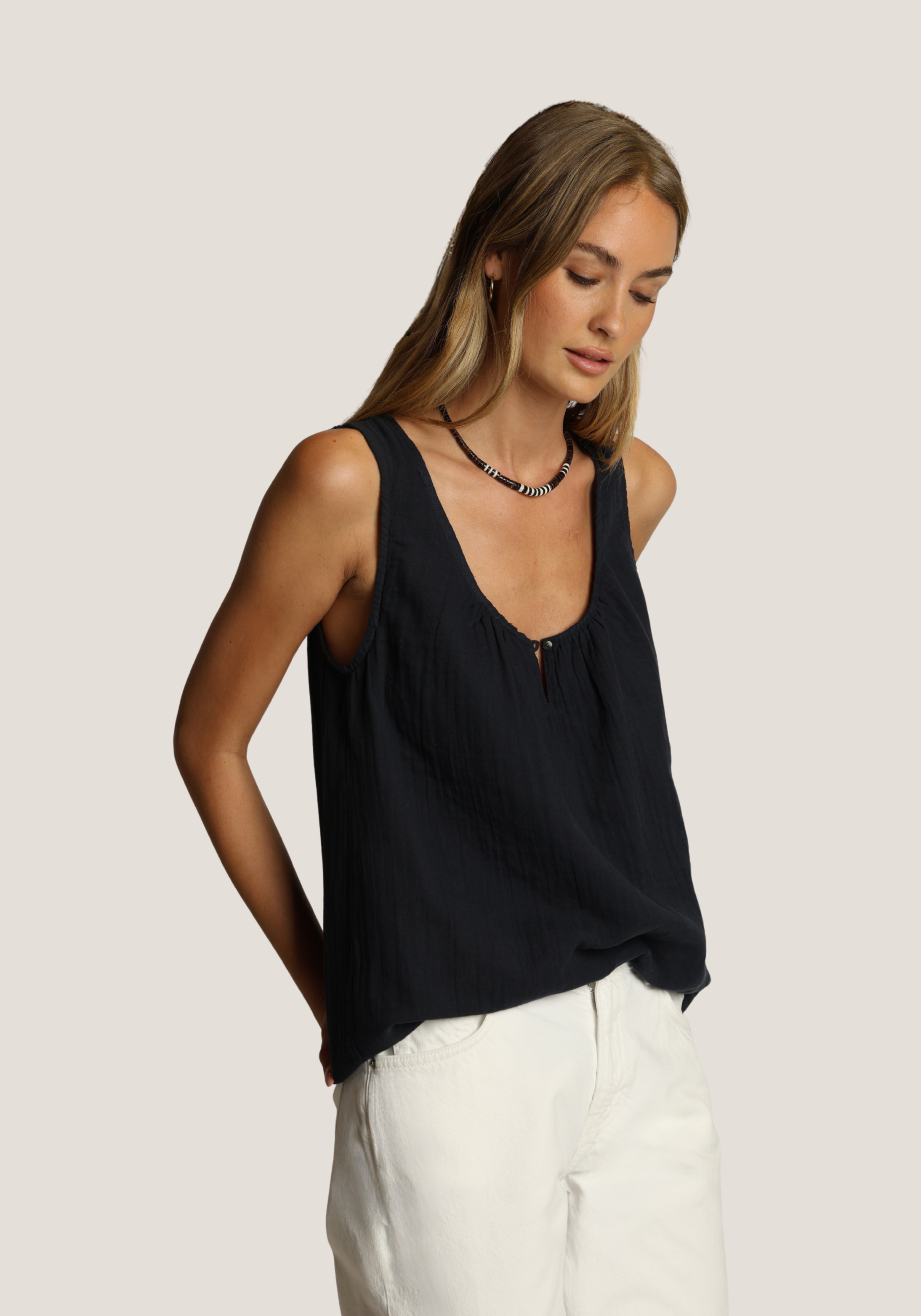 Bobbi Button Tank WASHED BLACK -need pic