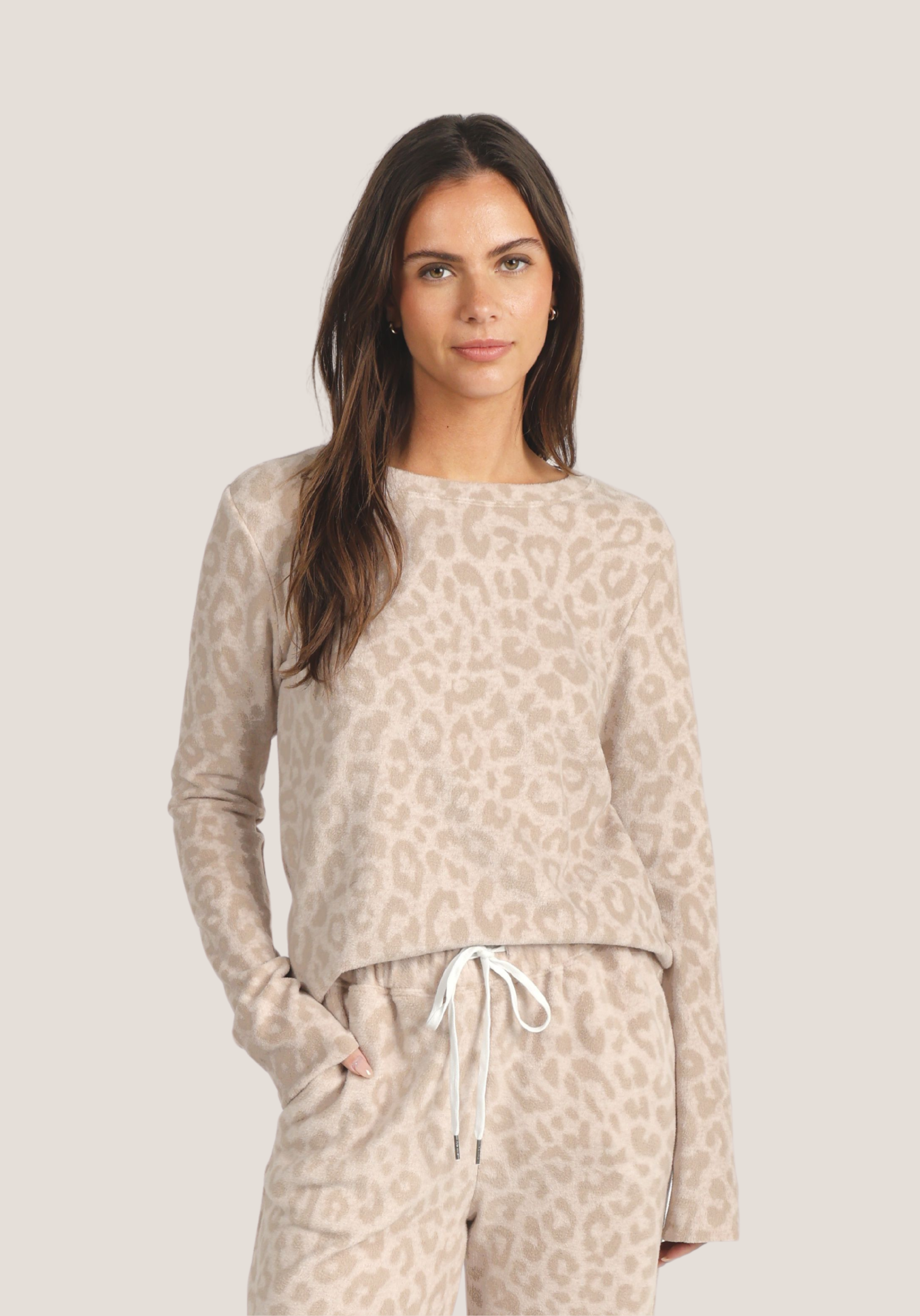 Cheetah Cloud Fleece Crew