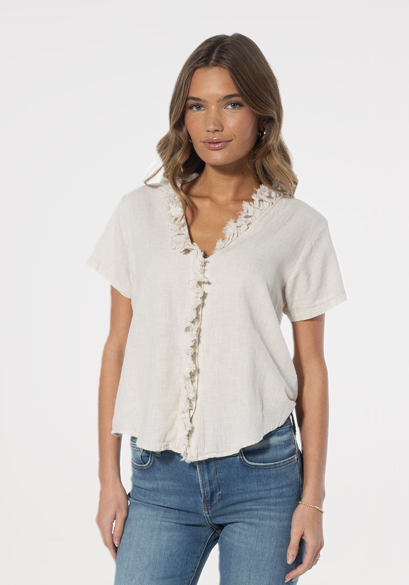 Everly S/S Ruffle Blouse