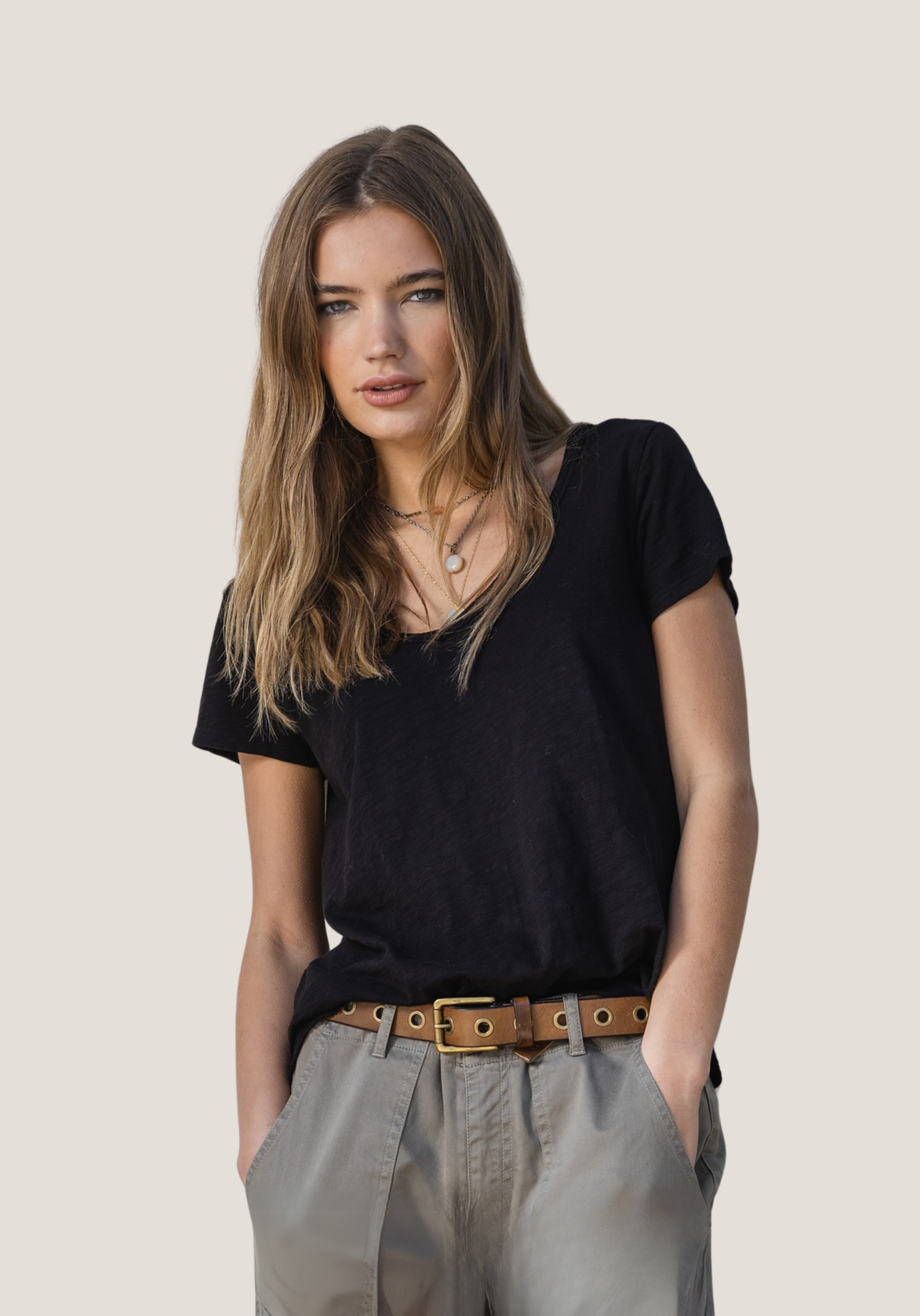 Deep V-Shirt Tail Tee