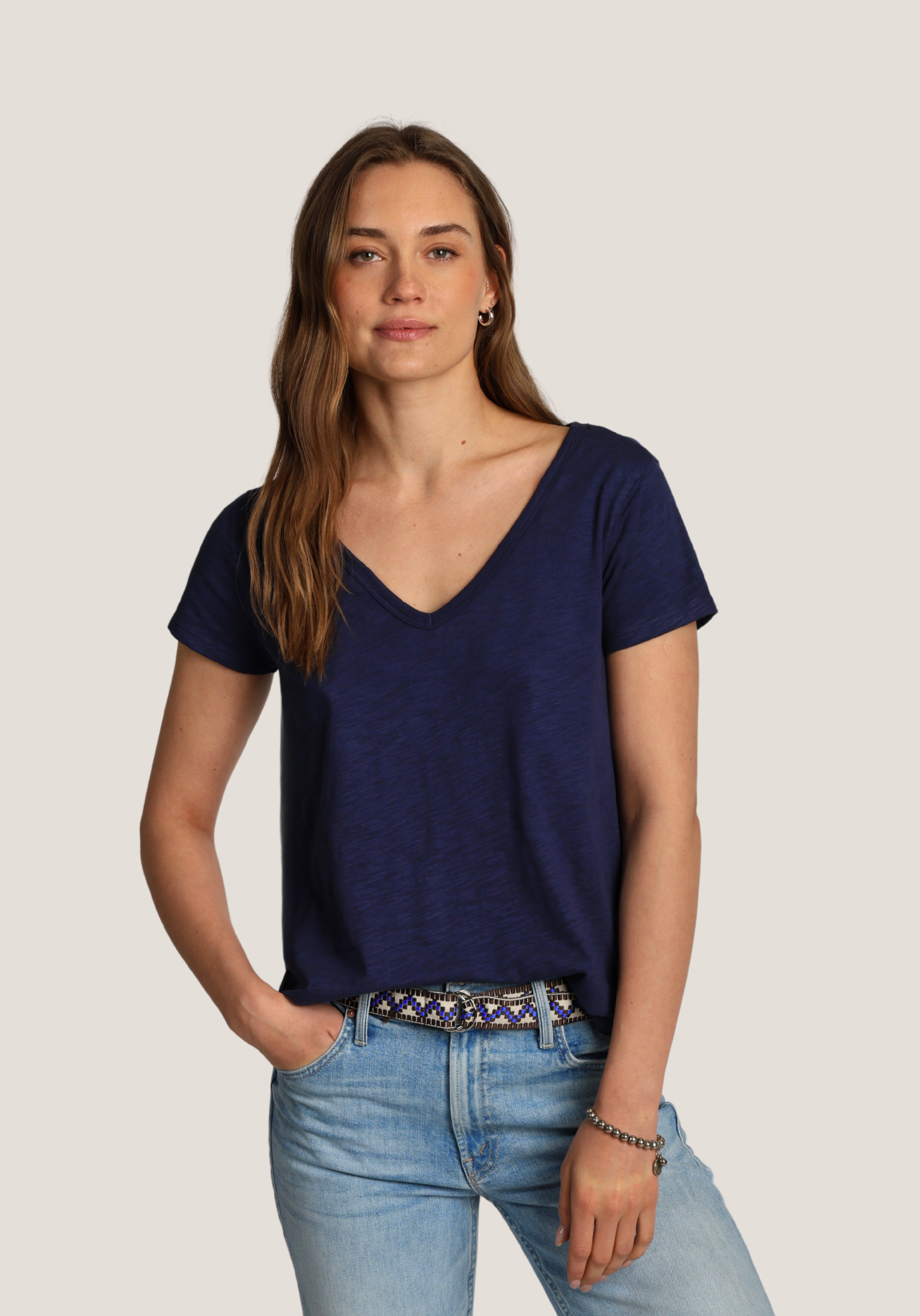 Deep V-Shirt Tail Tee