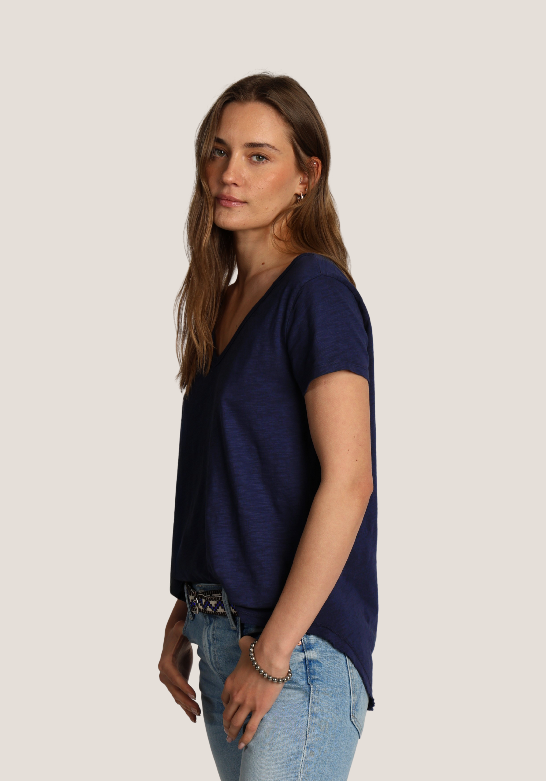 Deep V-Shirt Tail Tee