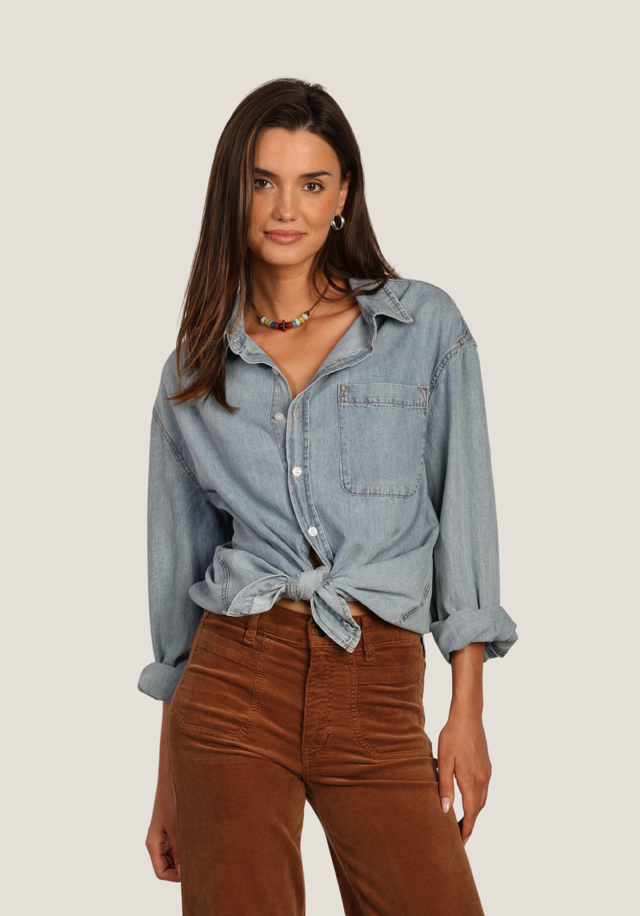 Denim Pocket Boyfriend Shirt