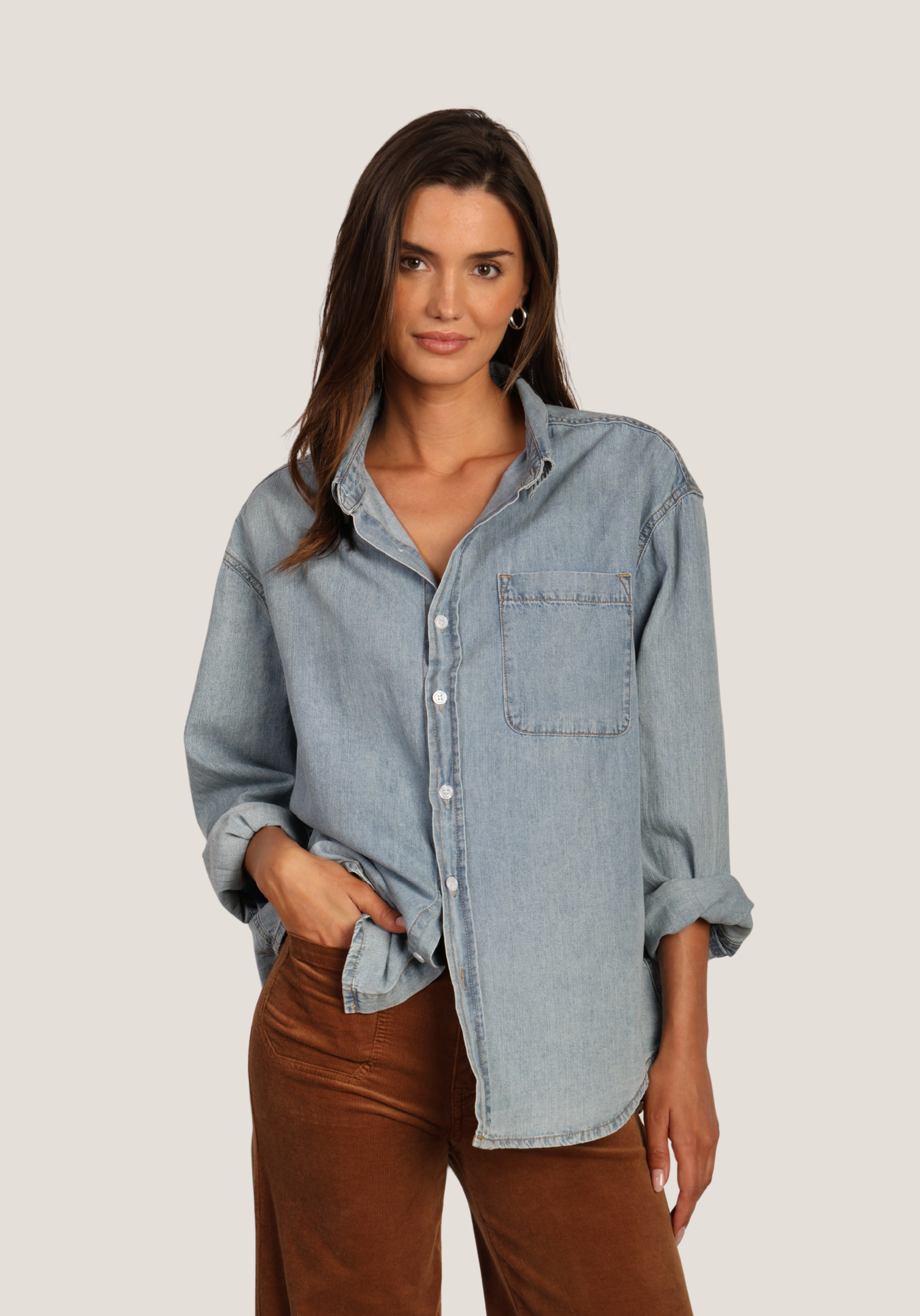 Denim Pocket Boyfriend Shirt