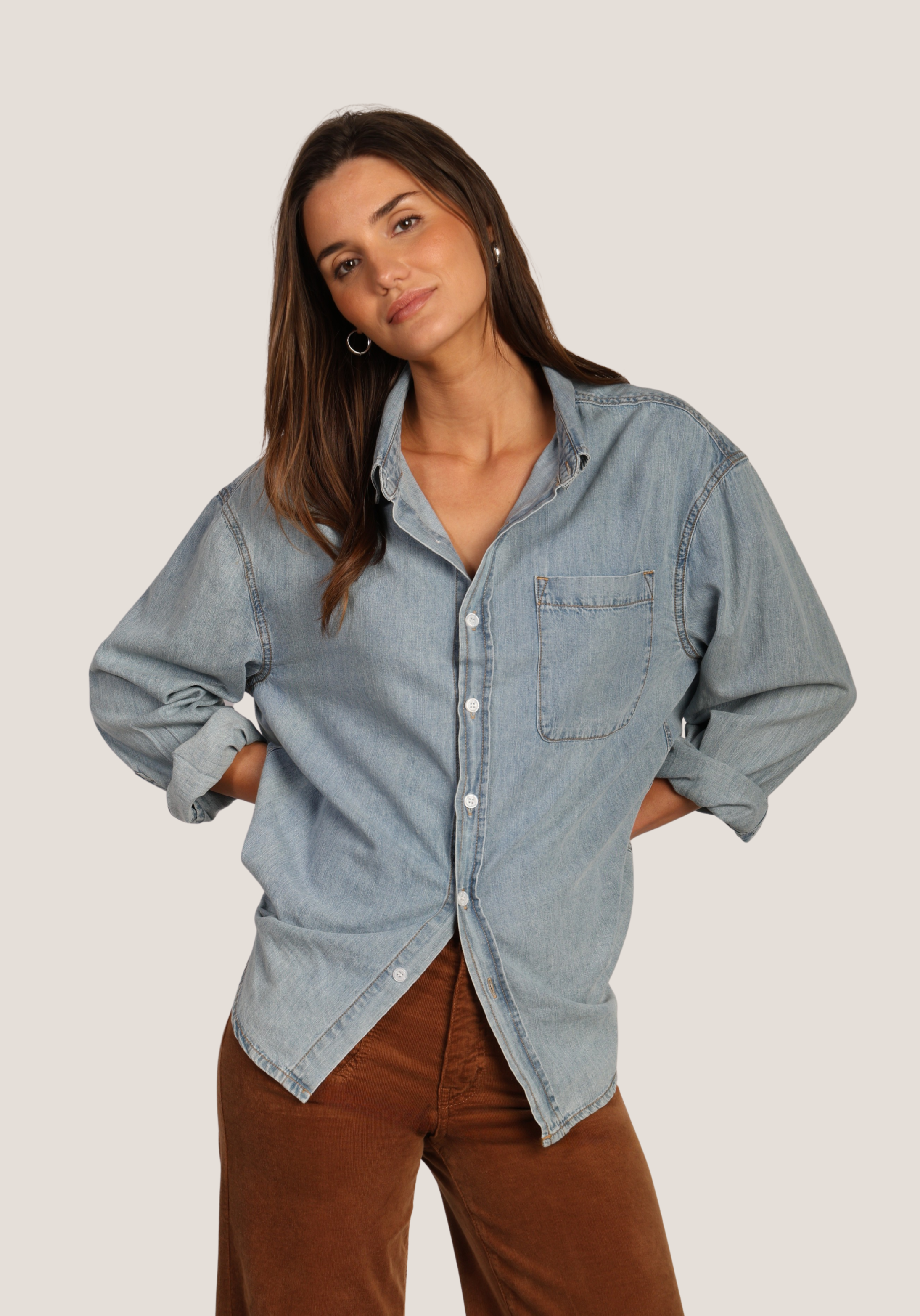 Denim Pocket Boyfriend Shirt