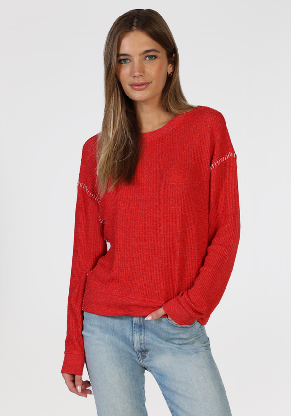 Brushed Waffle Blanket Stitch Sweatshirt