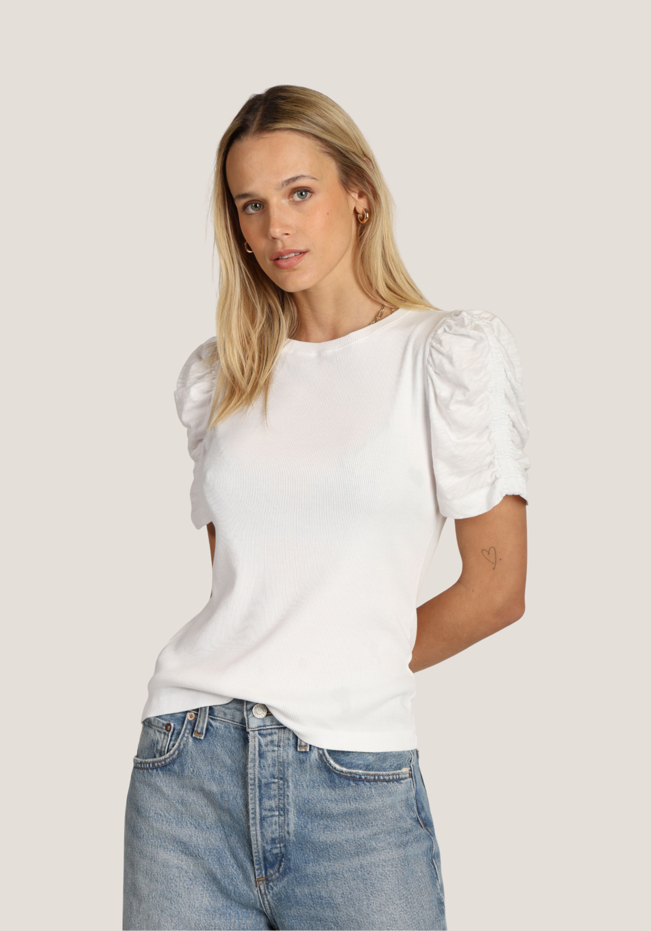 Emma Rib Tee w/ smock sleeve