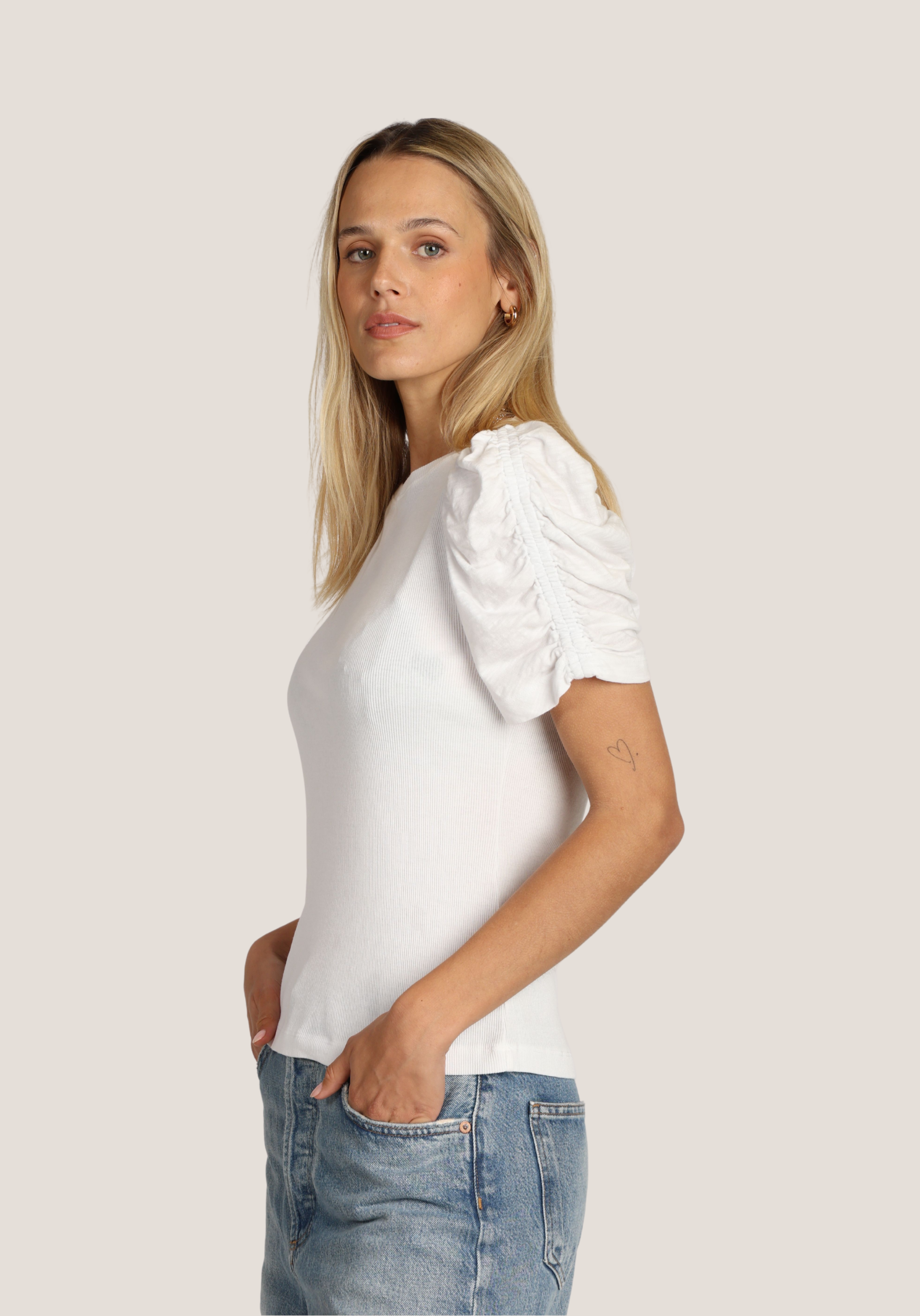 Emma Rib Tee w/ smock sleeve