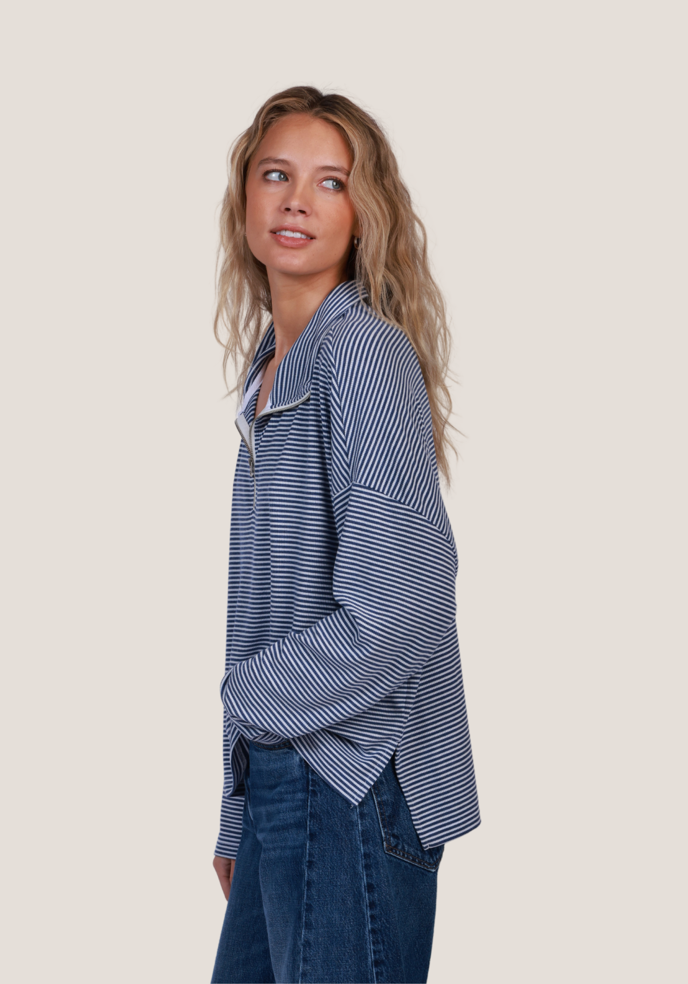 Stripe Zip Pullover