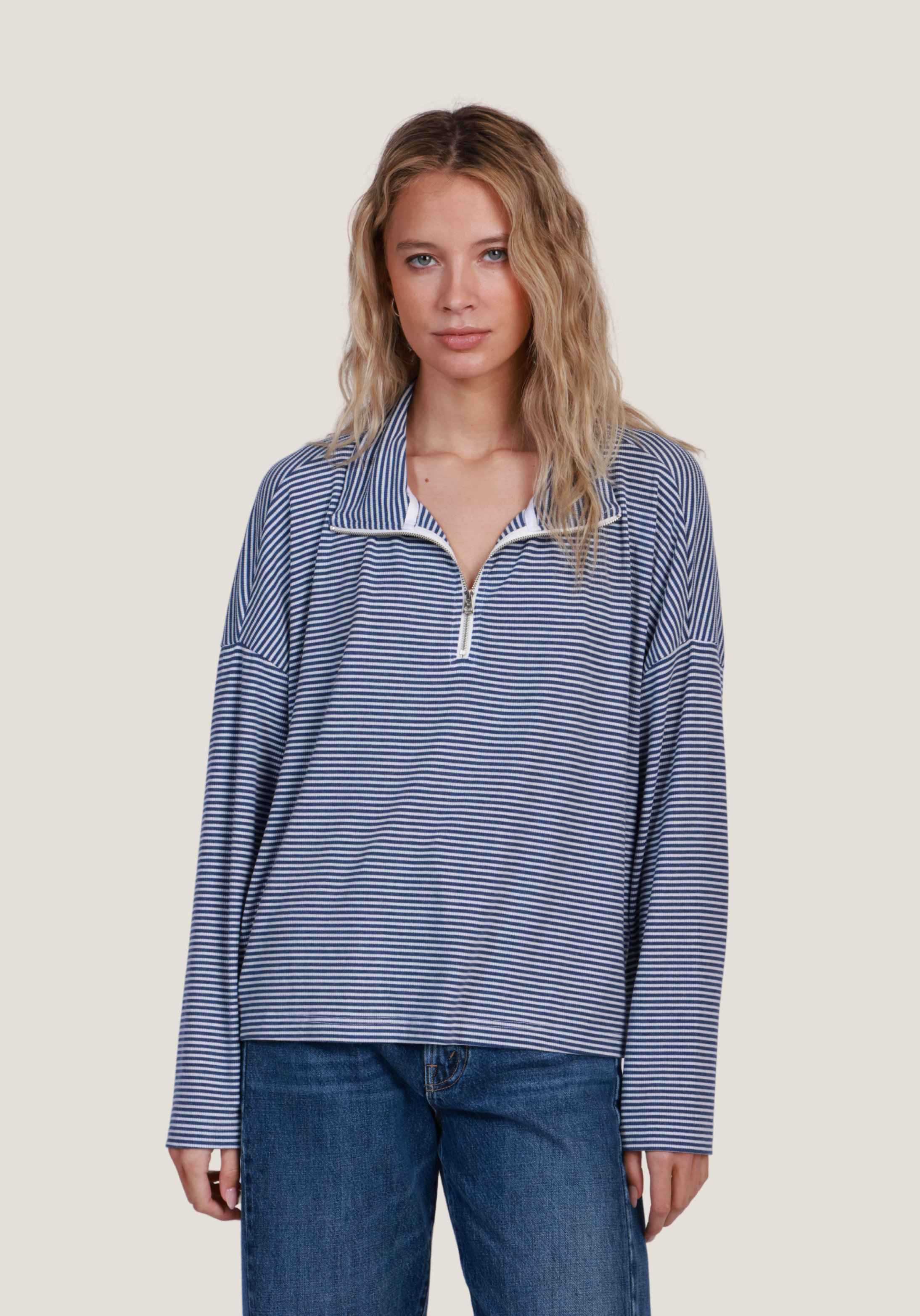 Stripe Zip Pullover