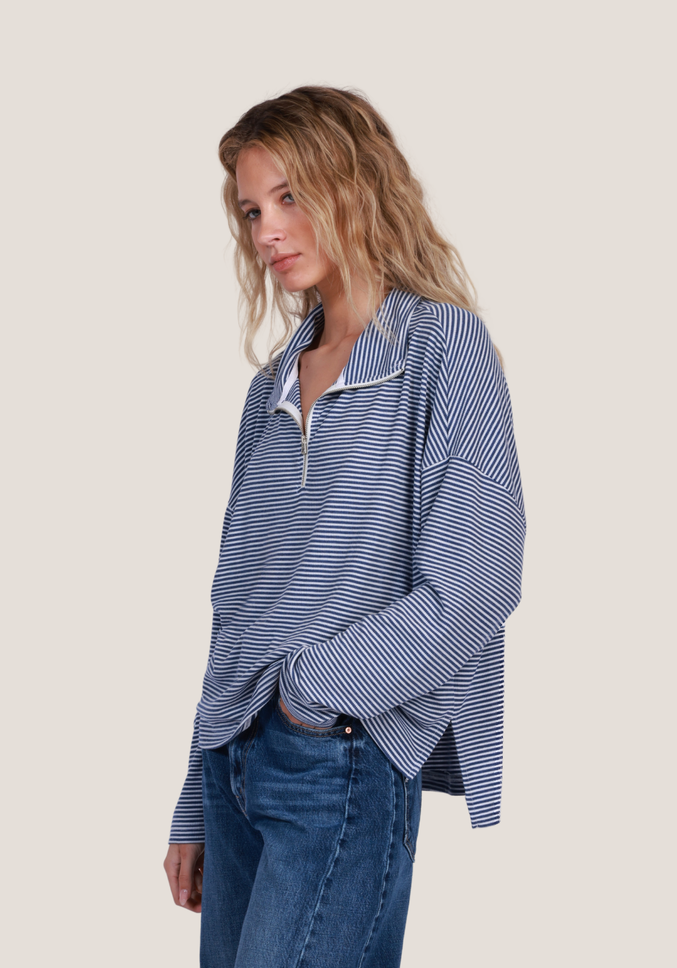 Stripe Zip Pullover