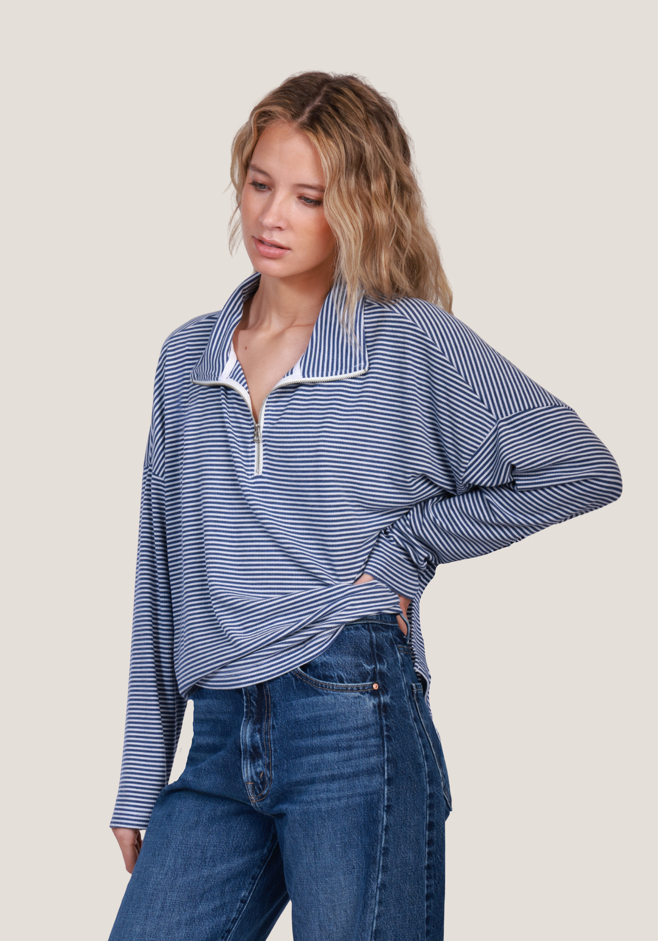Stripe Zip Pullover