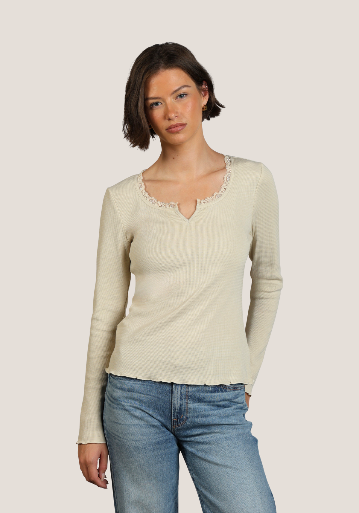 Remi V-Neck w/ Lace Trim