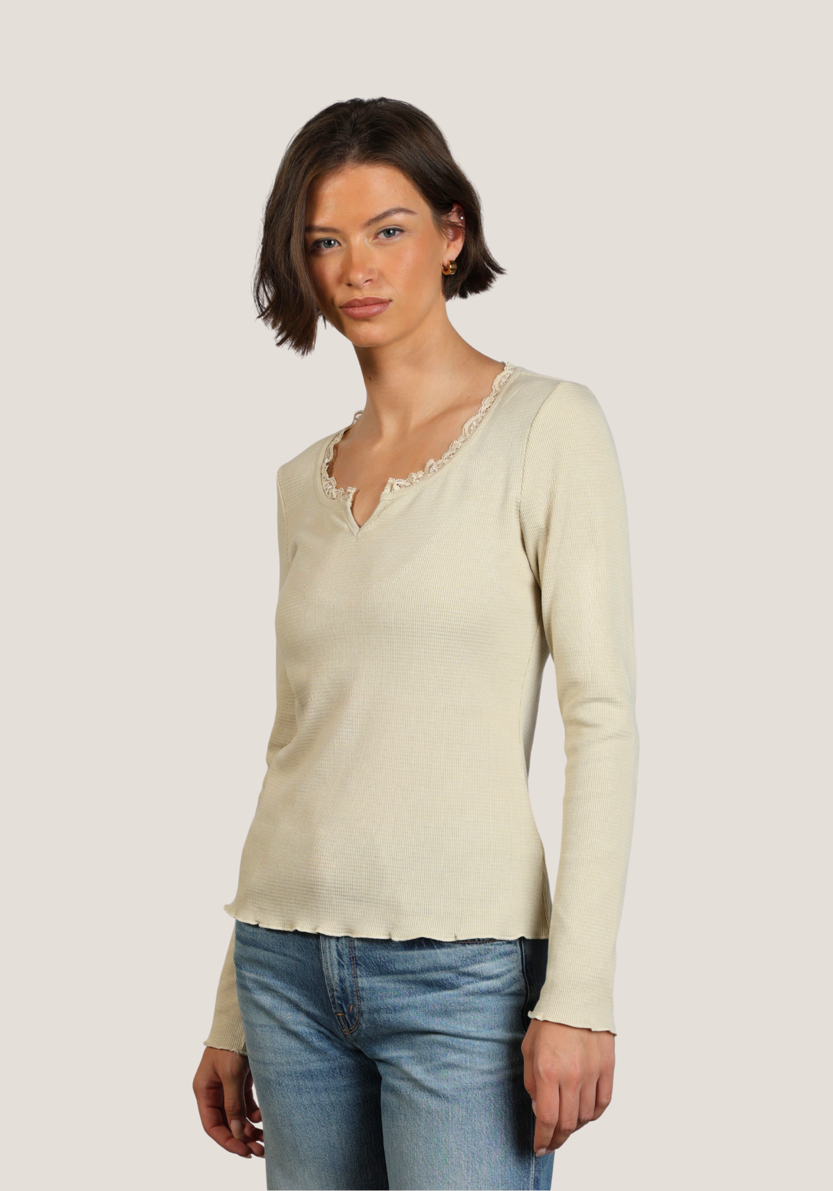 Remi V-Neck w/ Lace Trim