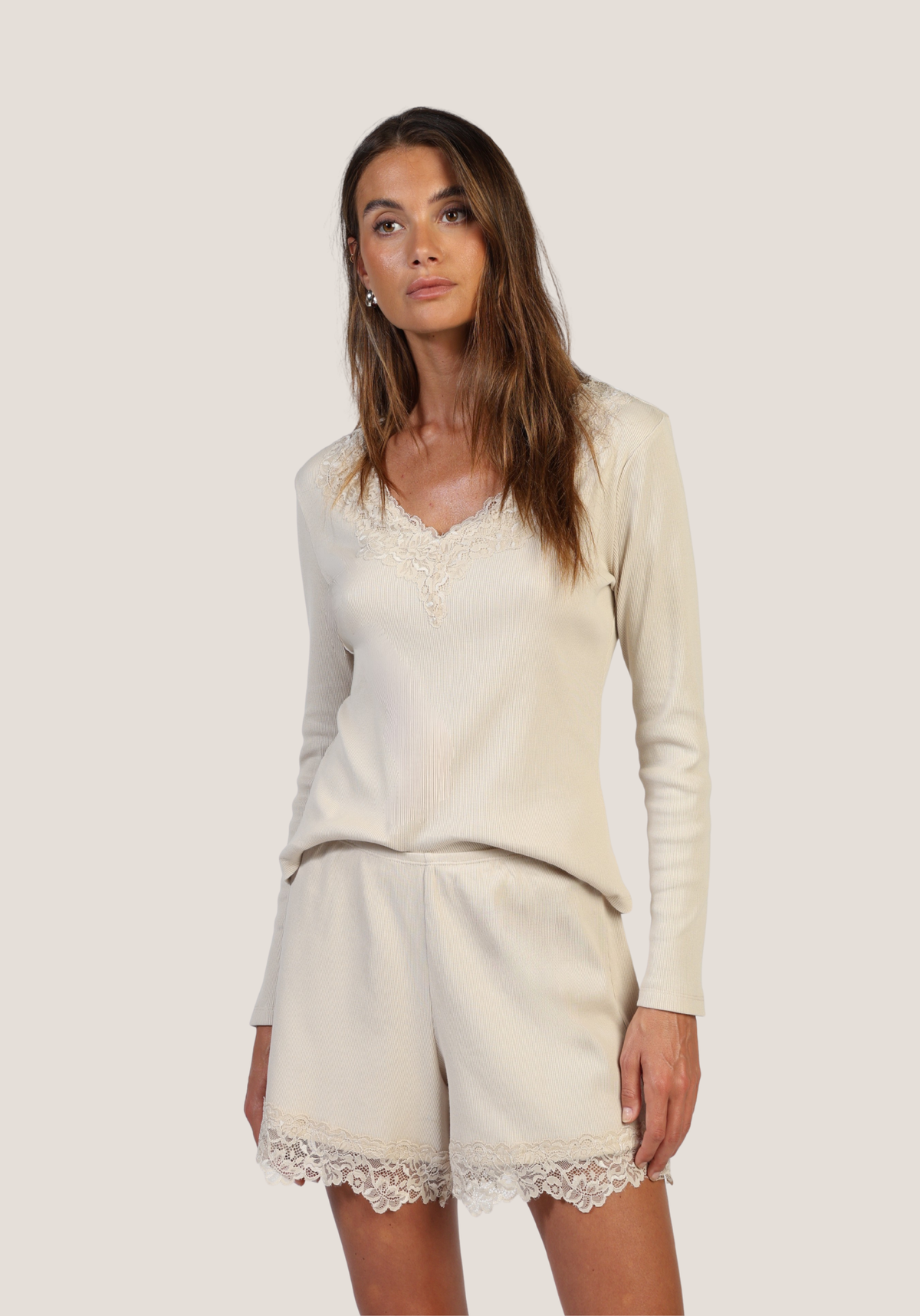 Remi V-Neck w/ Lace Trim