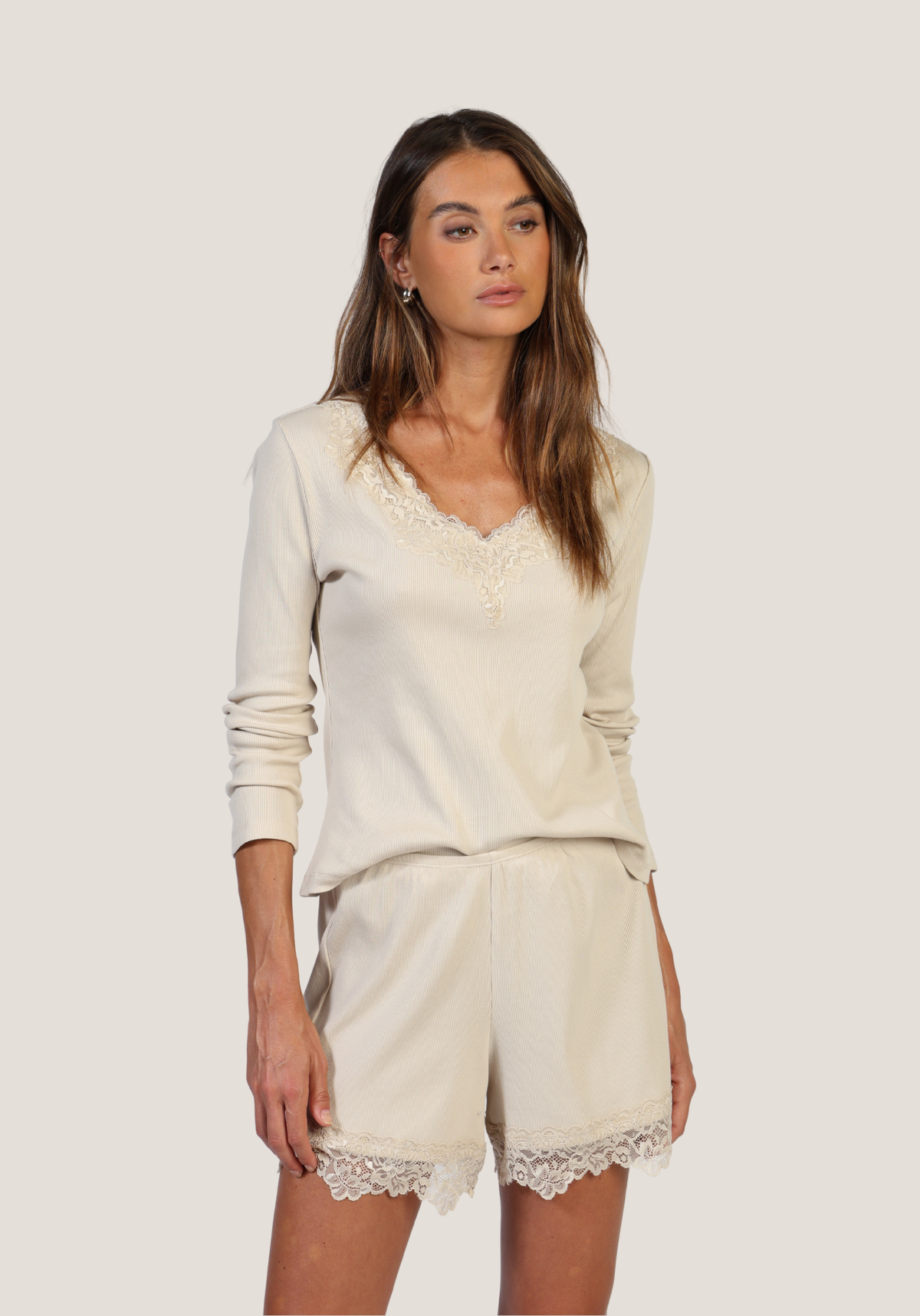 Remi V-Neck w/ Lace Trim
