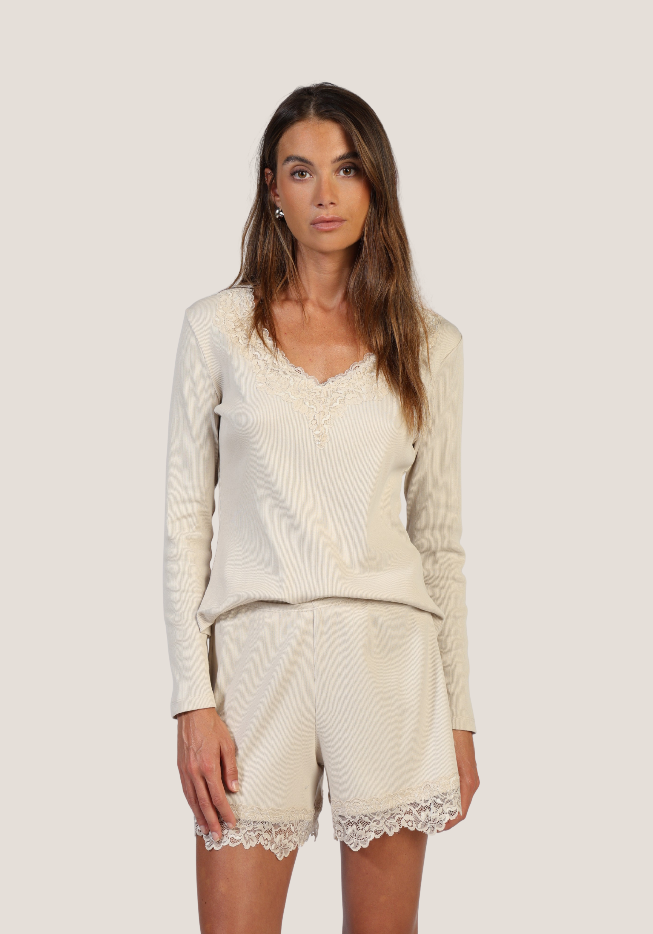 Remi V-Neck w/ Lace Trim
