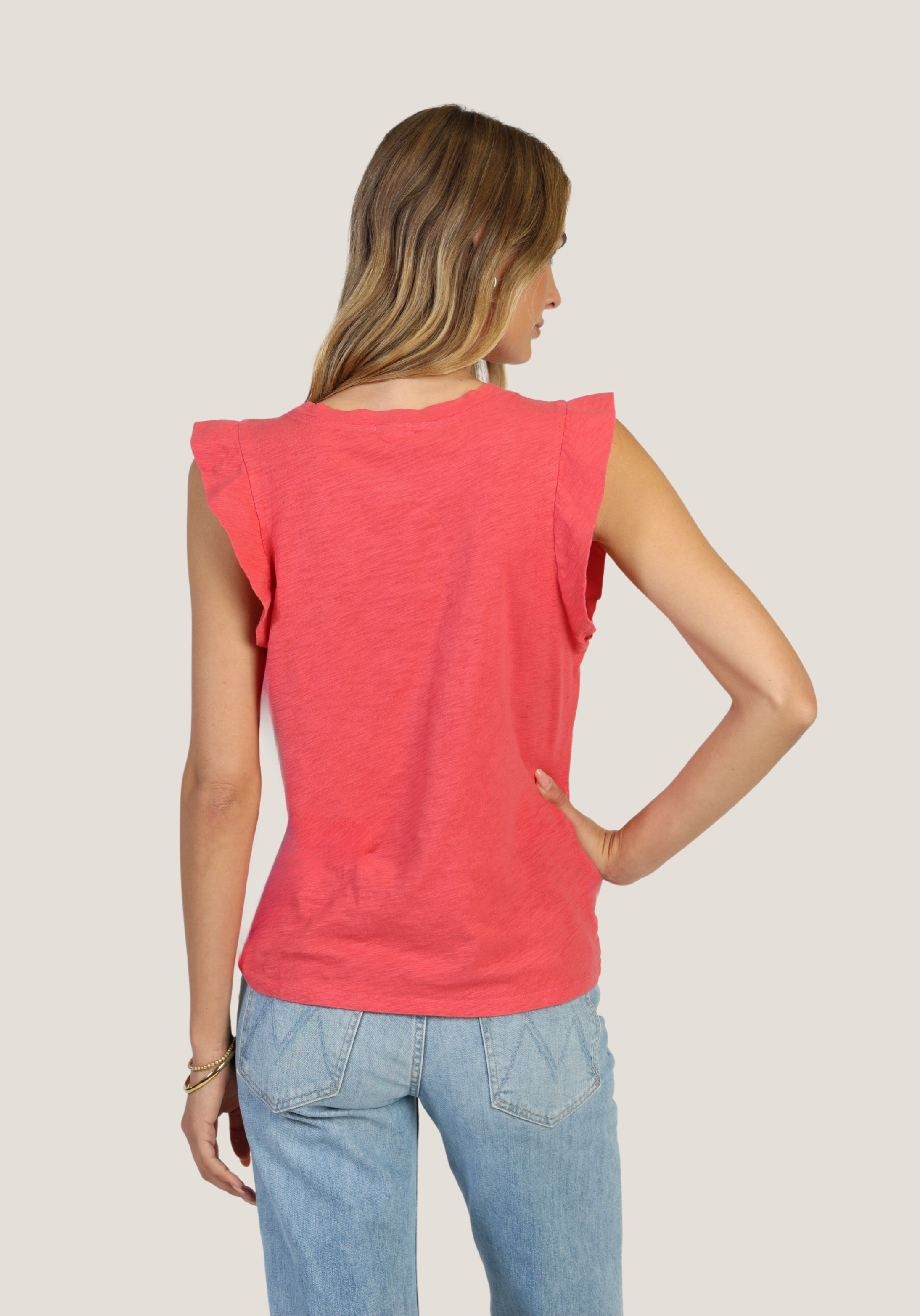 Sleeveless Ruffle Crew