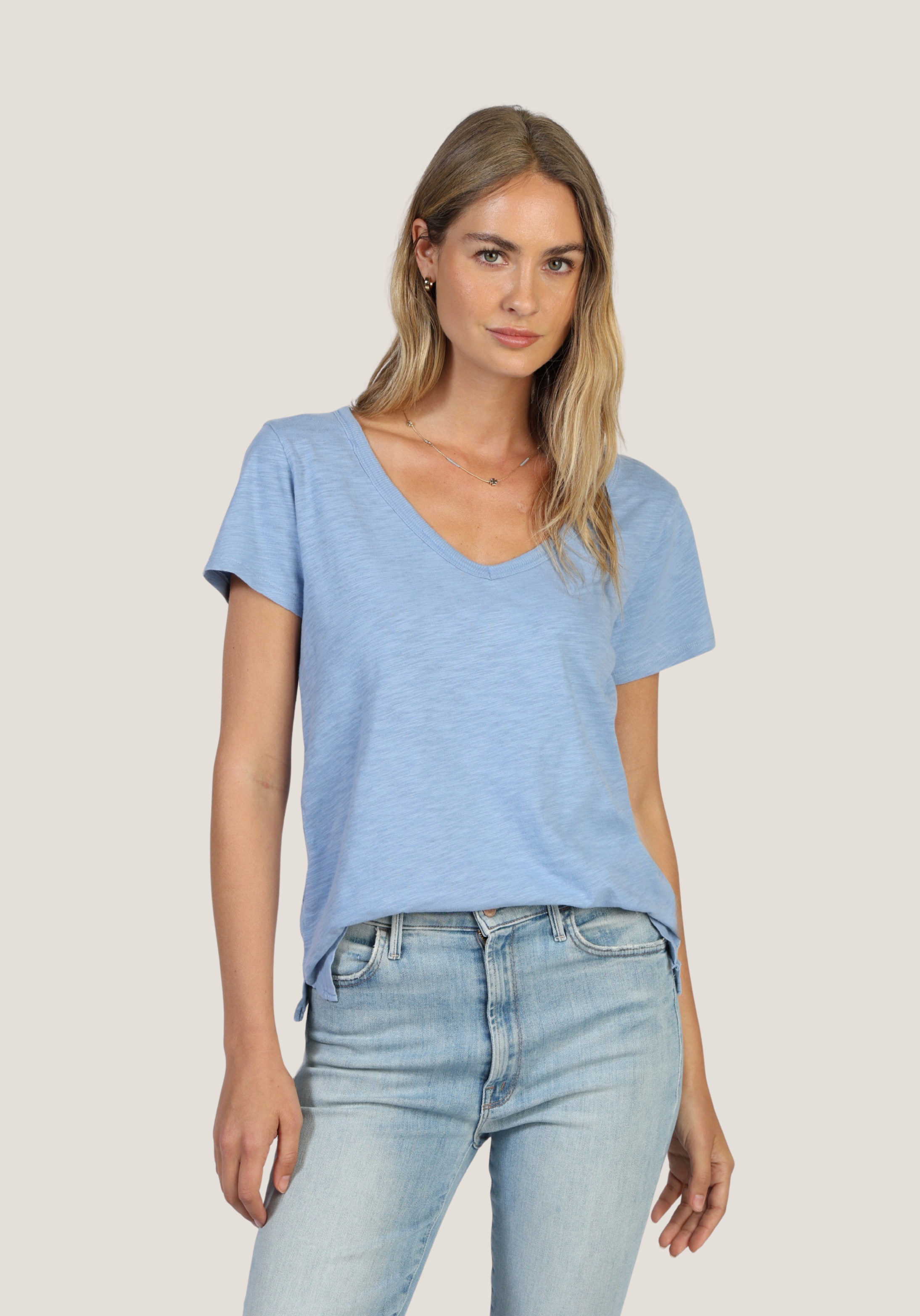 Short Sleeve Deep V-Tee