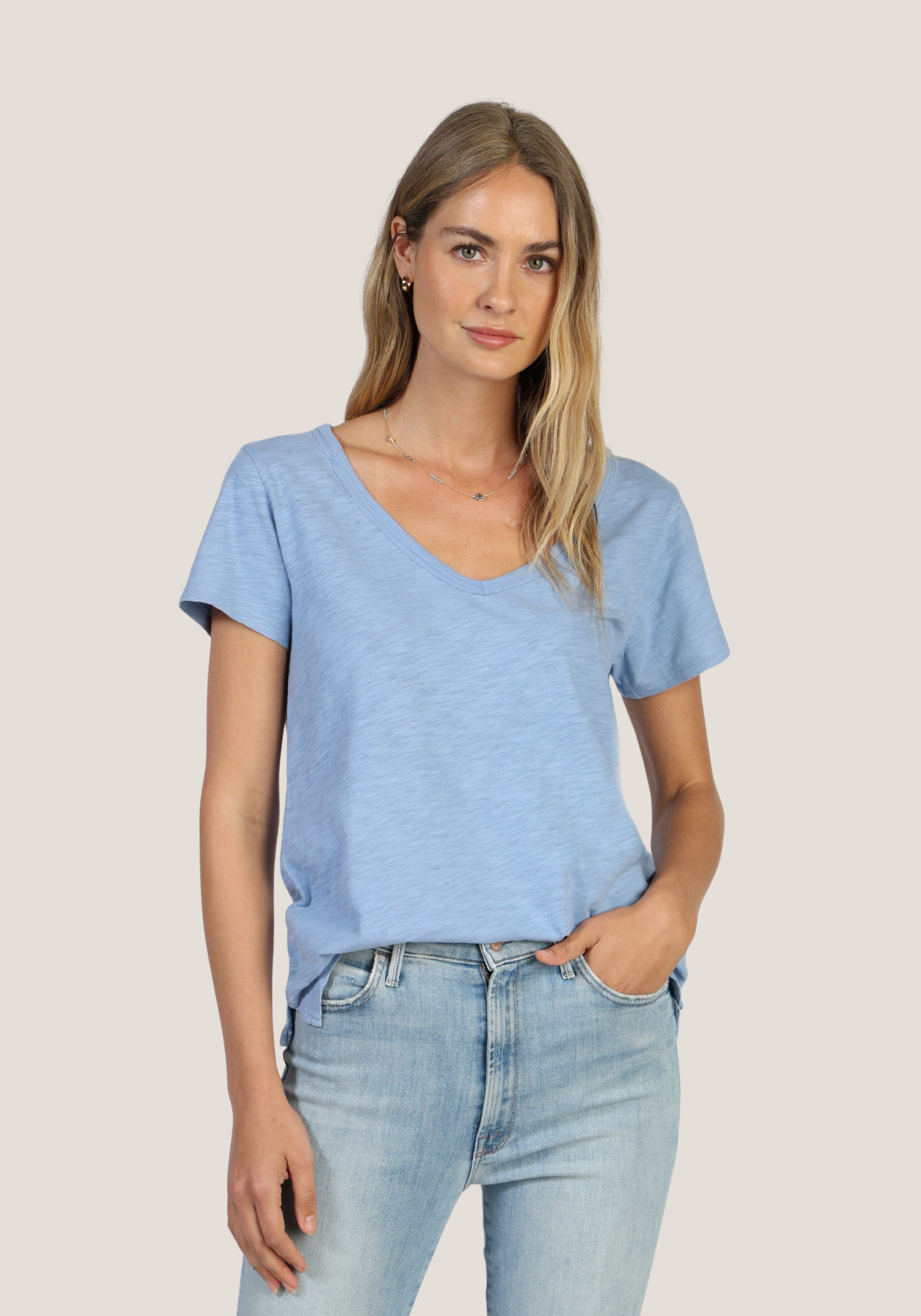 Short Sleeve Deep V-Tee