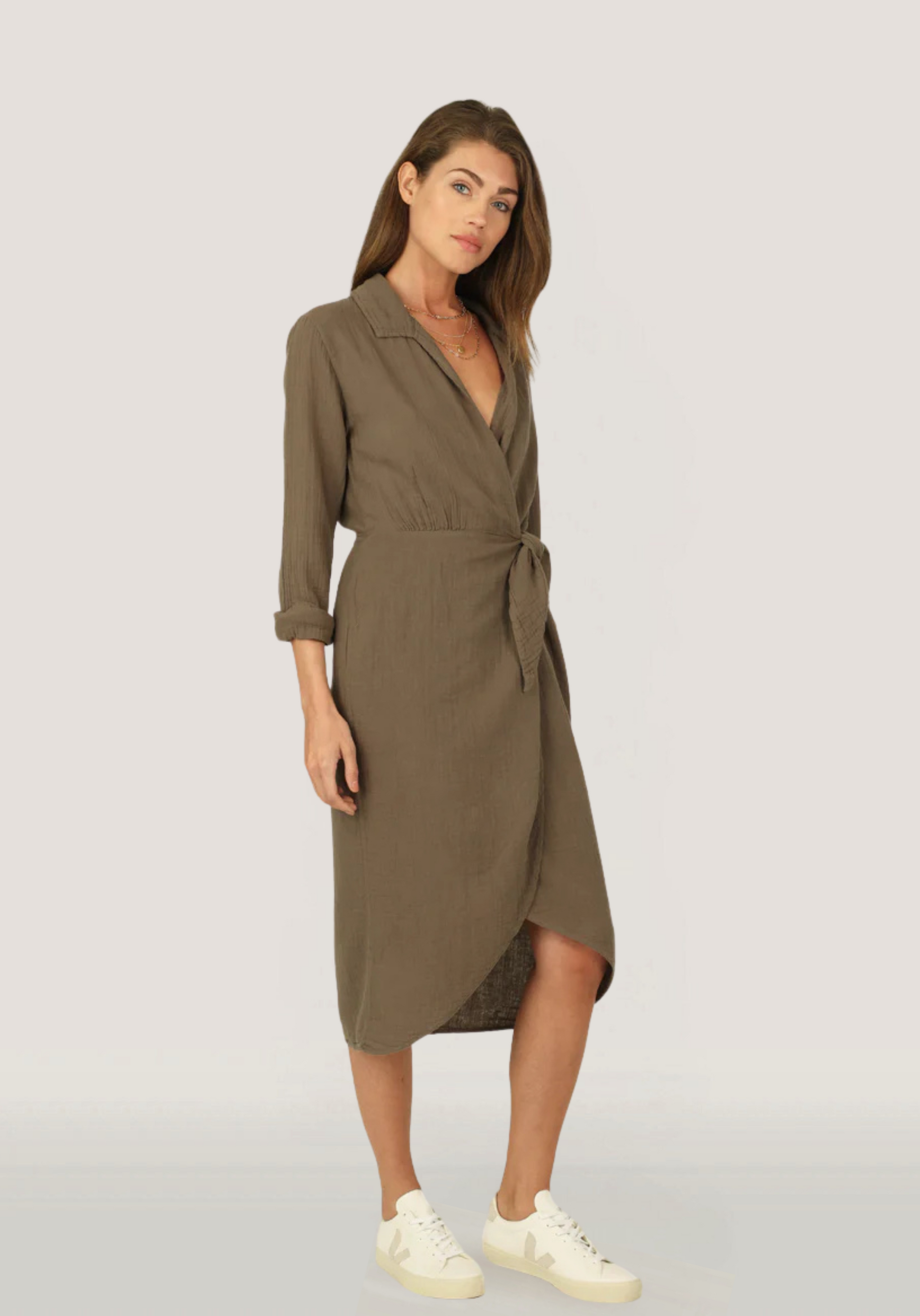 olive green wrap dress LS Fully Lined with two Tight Black Dress With RD-10.16.25 Sizes:US 20