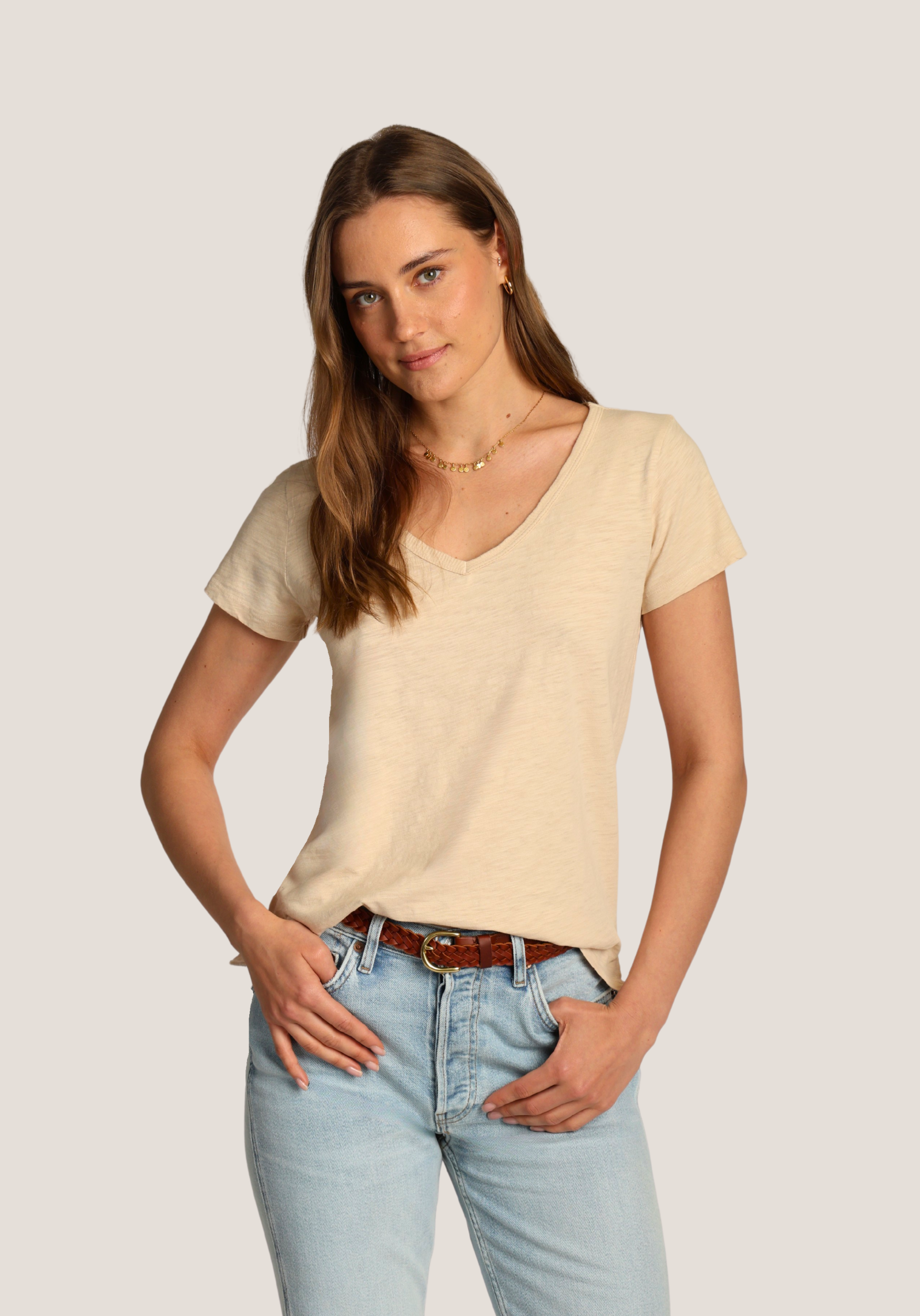 Modern S/S Deep V-Tee