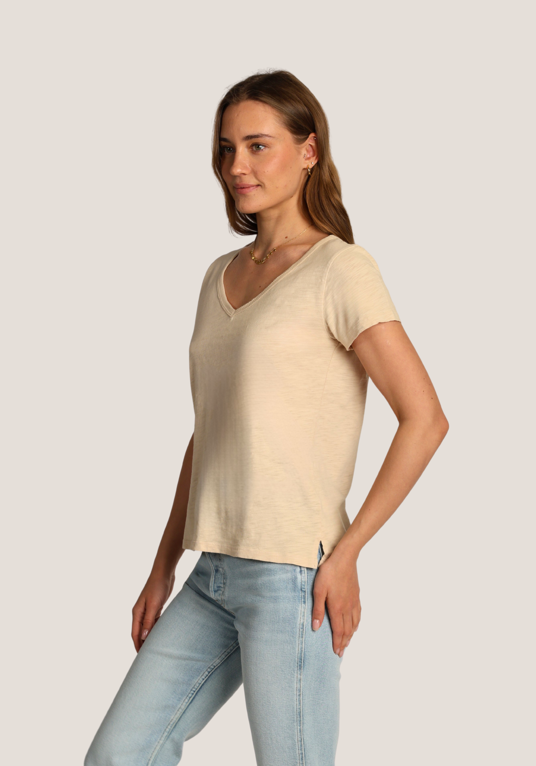 Modern S/S Deep V-Tee