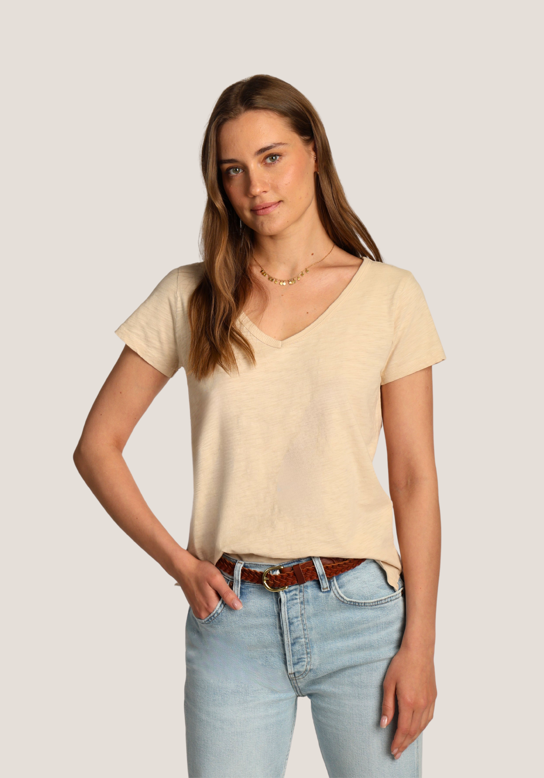 Modern S/S Deep V-Tee