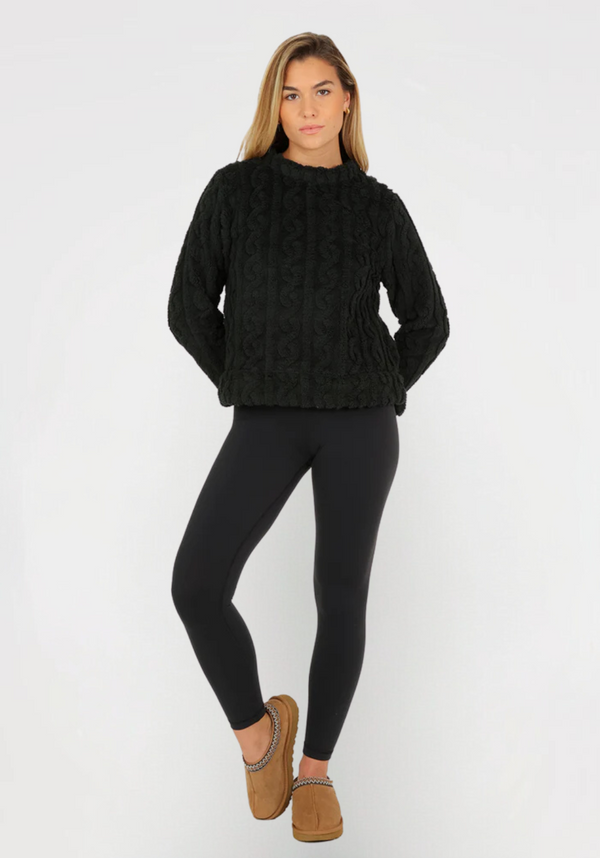 Plush Cable Mock Pullover