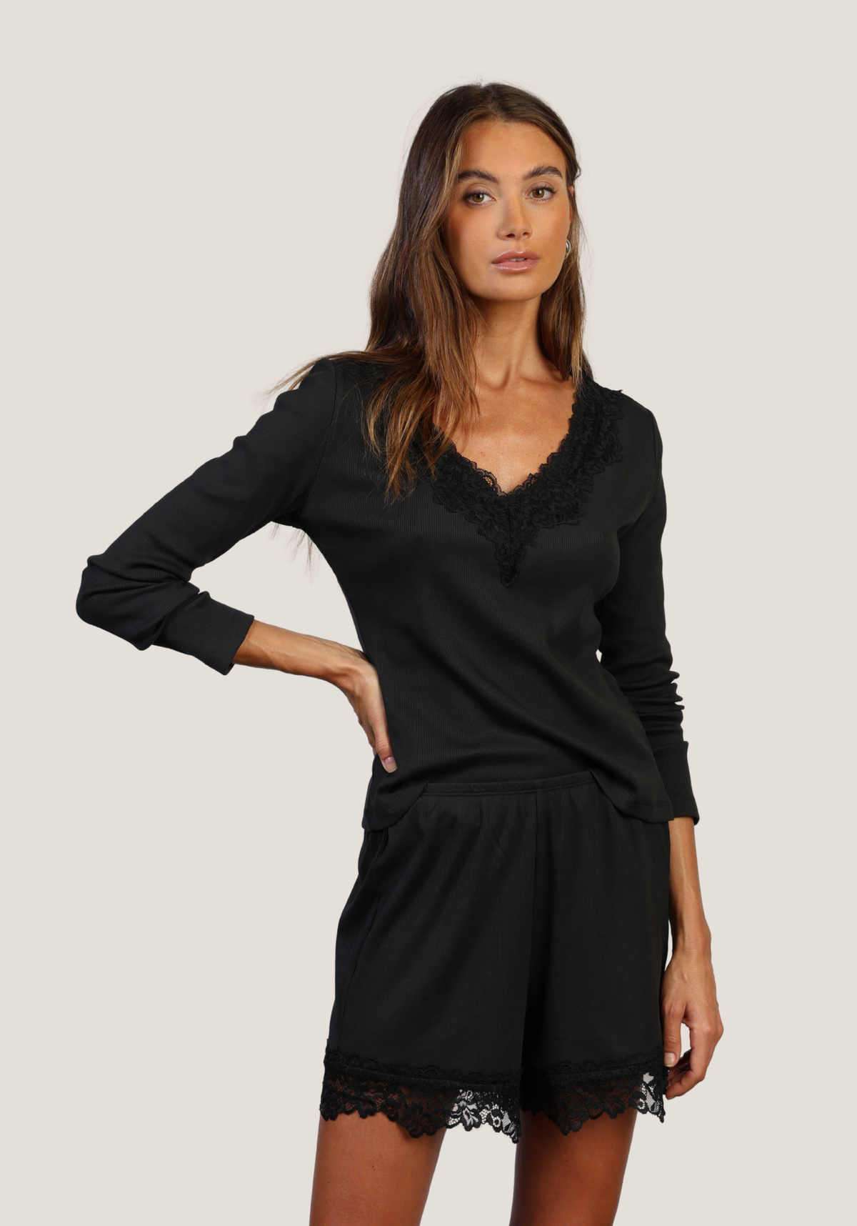 Remi V-Neck w/ Lace Trim
