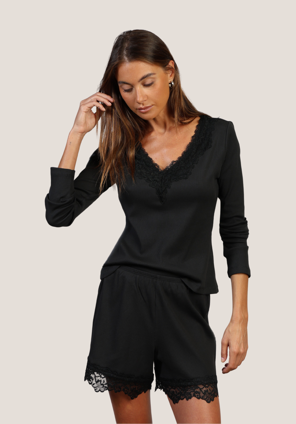 Remi V-Neck w/ Lace Trim