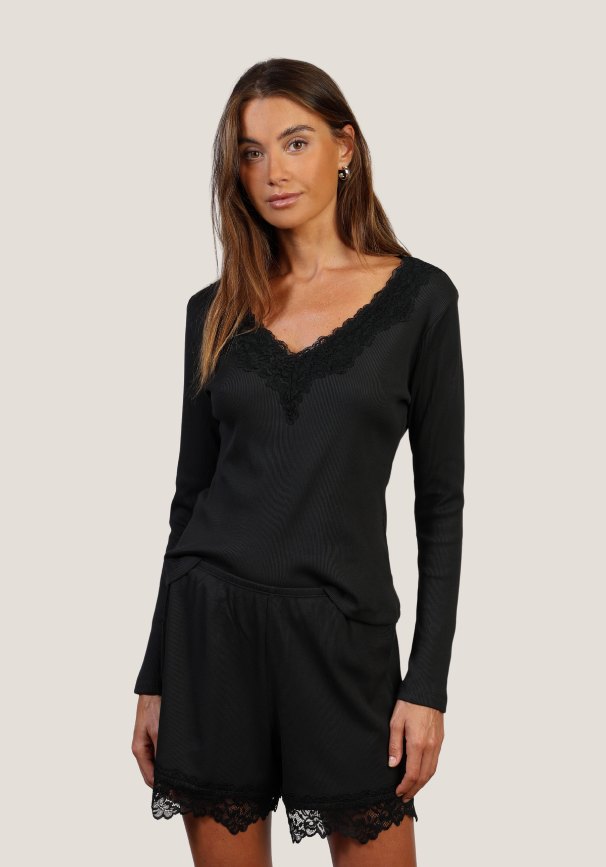 Remi V-Neck w/ Lace Trim