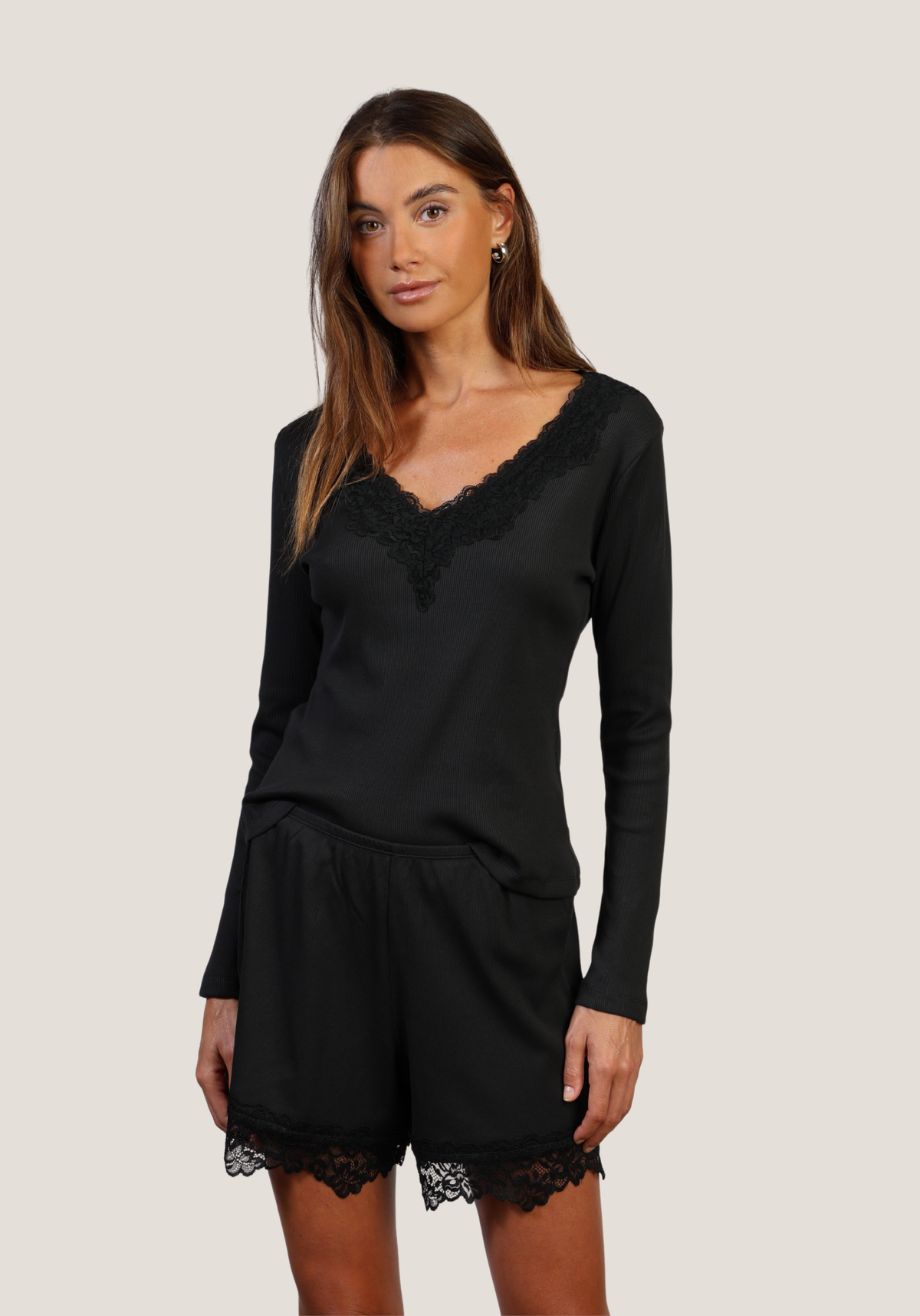 Remi V-Neck w/ Lace Trim