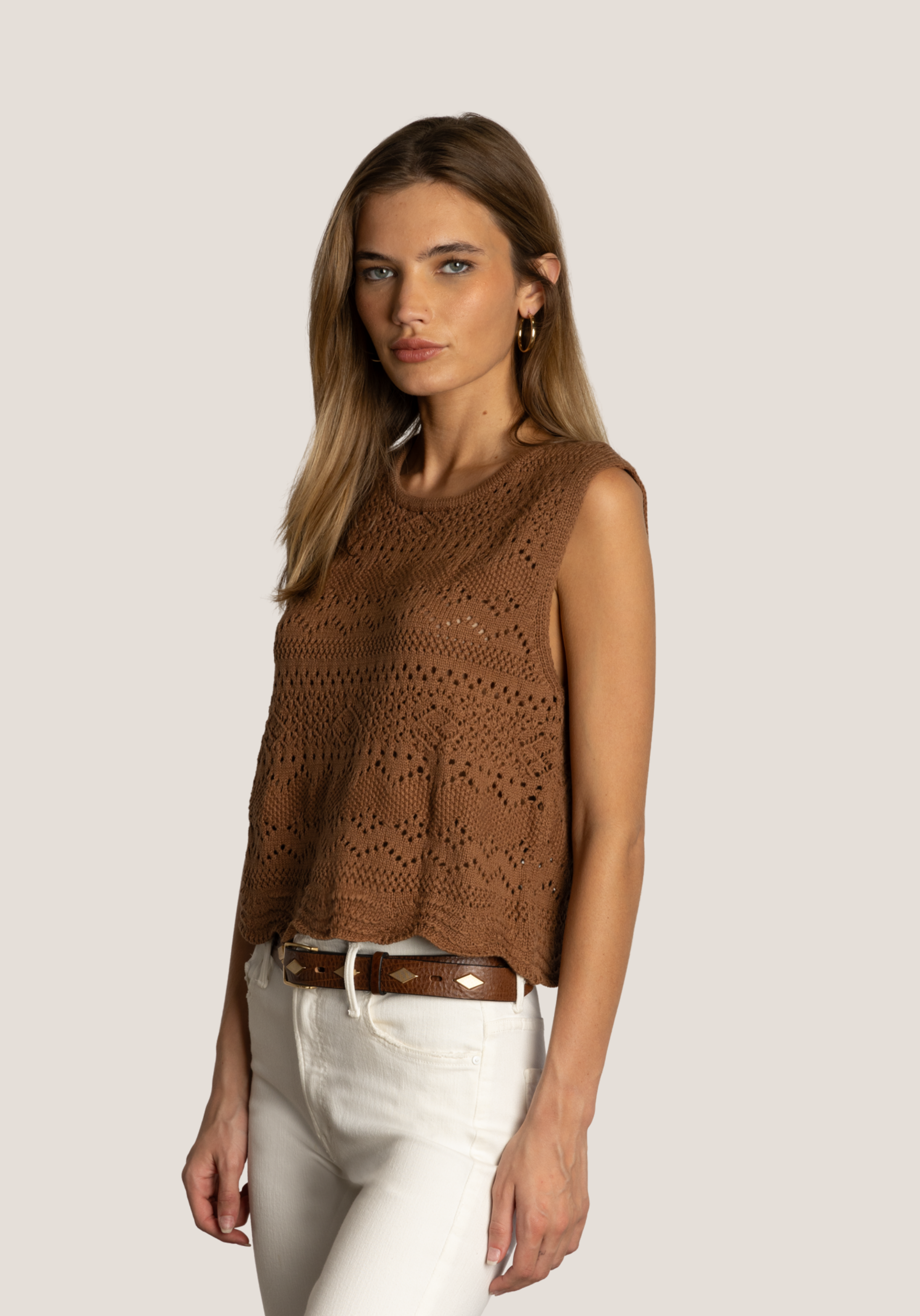 Scallop Hem Crochet Sweater