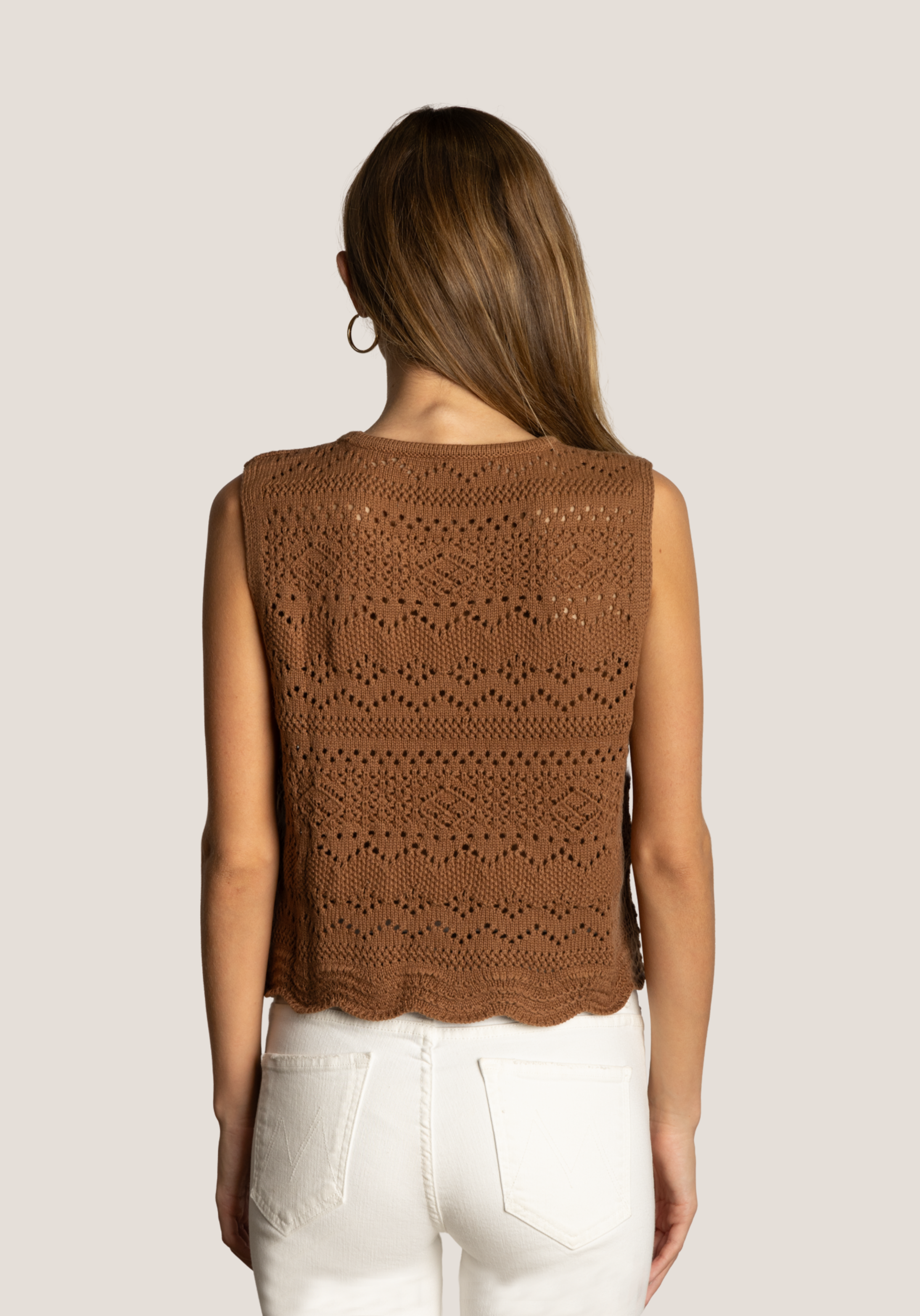 Scallop Hem Crochet Sweater