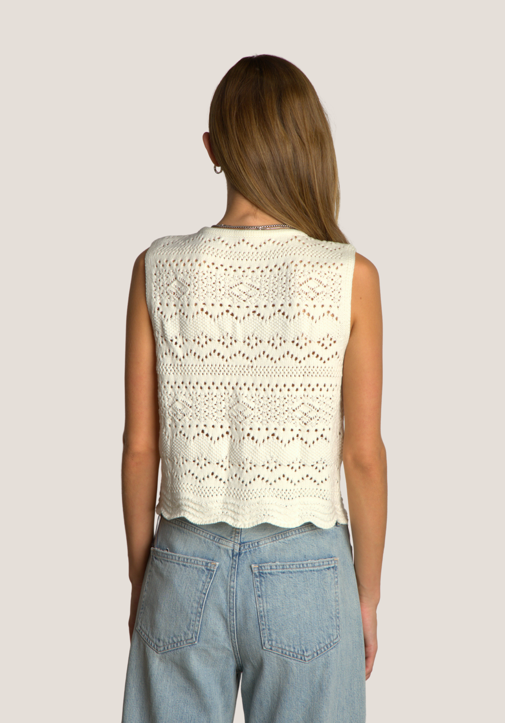 Scallop Hem Crochet Sweater