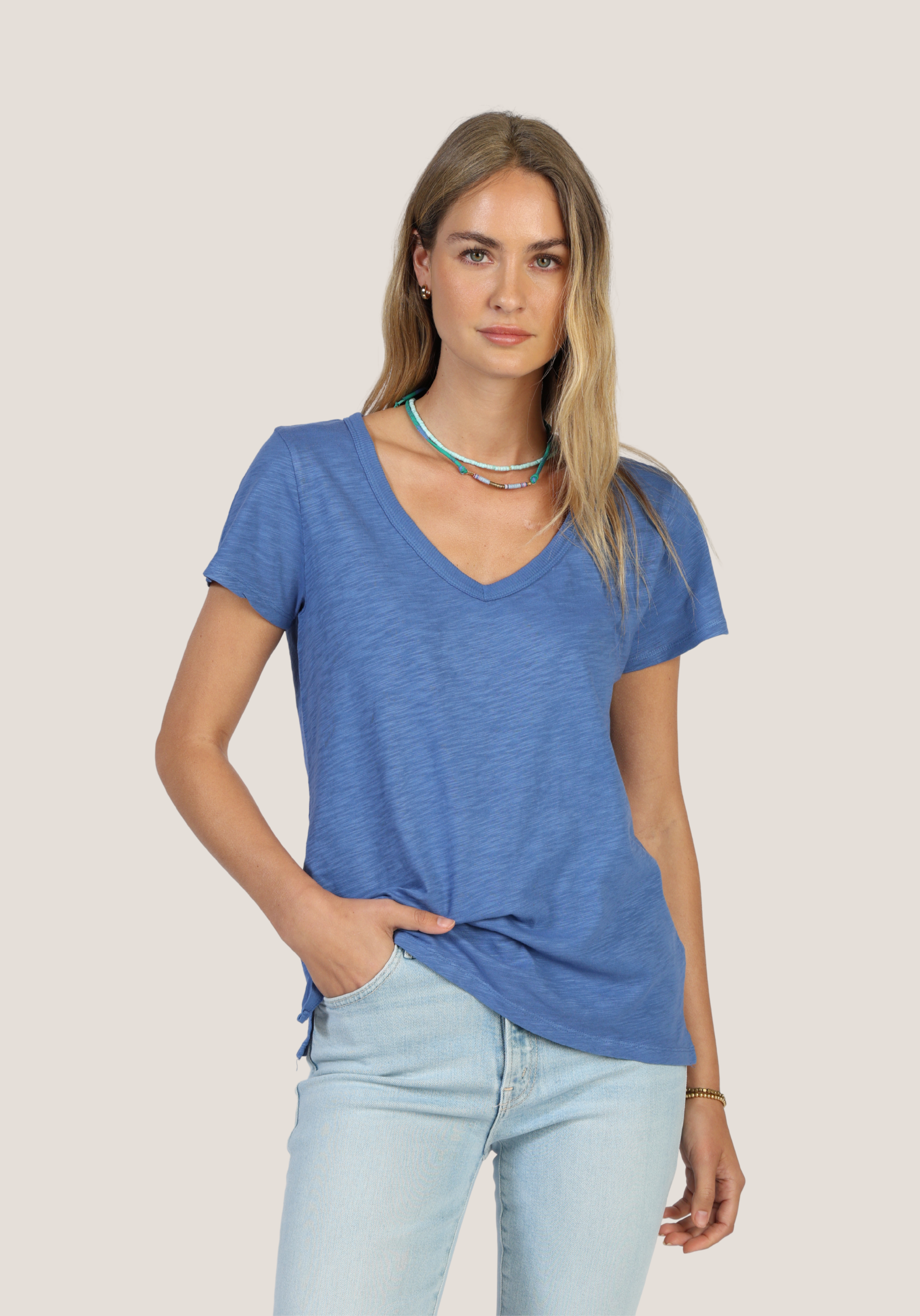 Short Sleeve Deep V-Tee