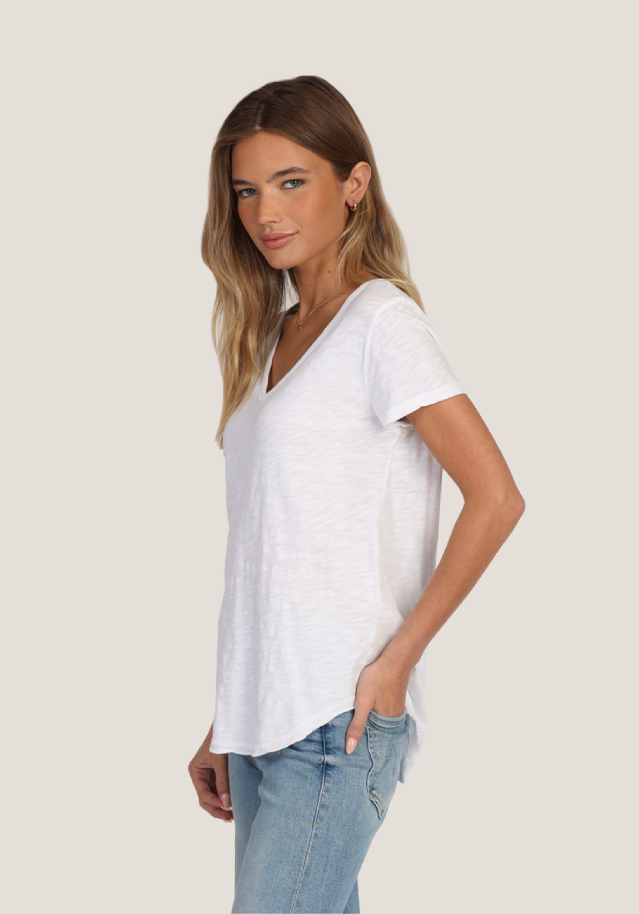 S/S Deep V-Tee