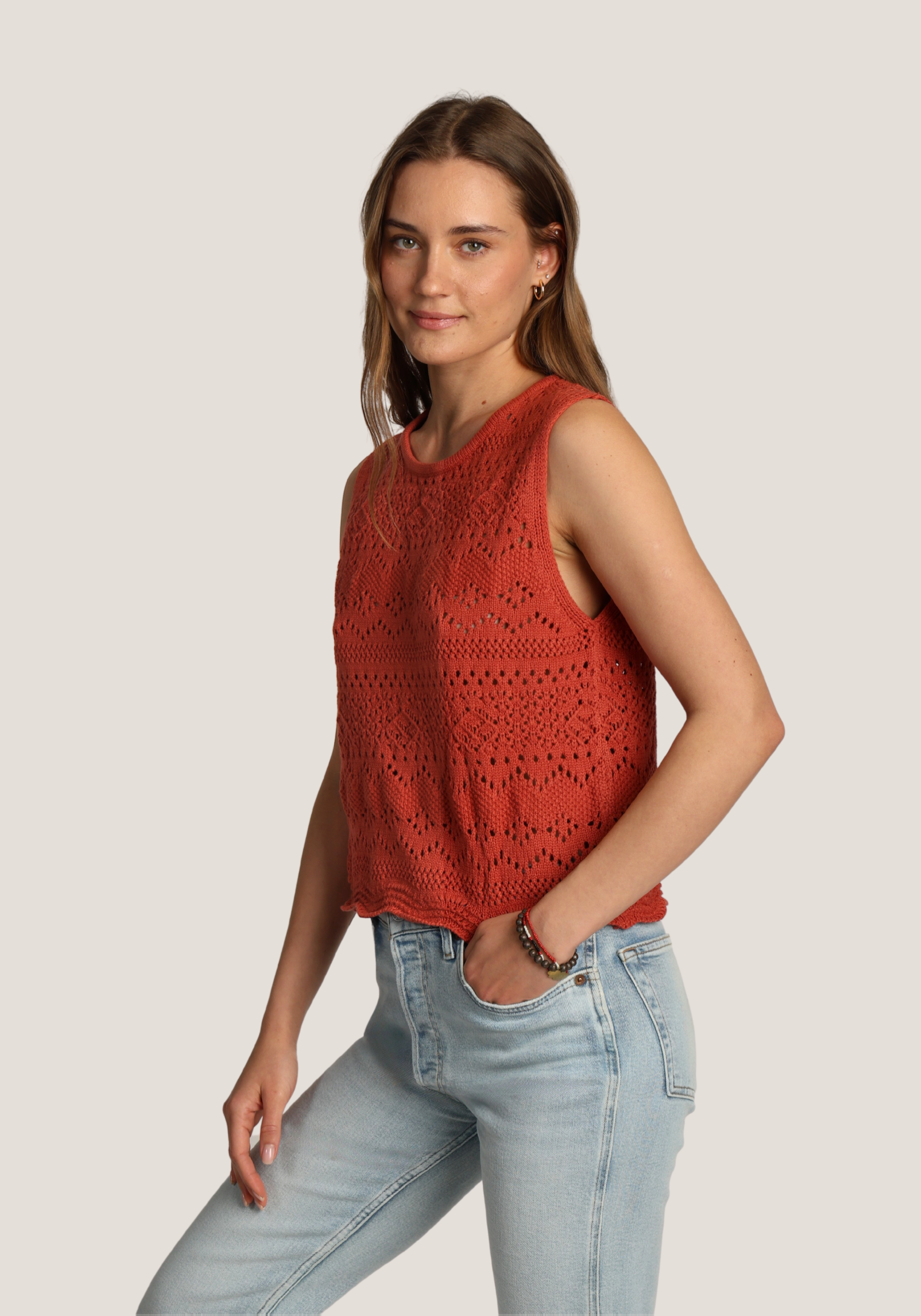 Scallop Hem Crochet Sweater