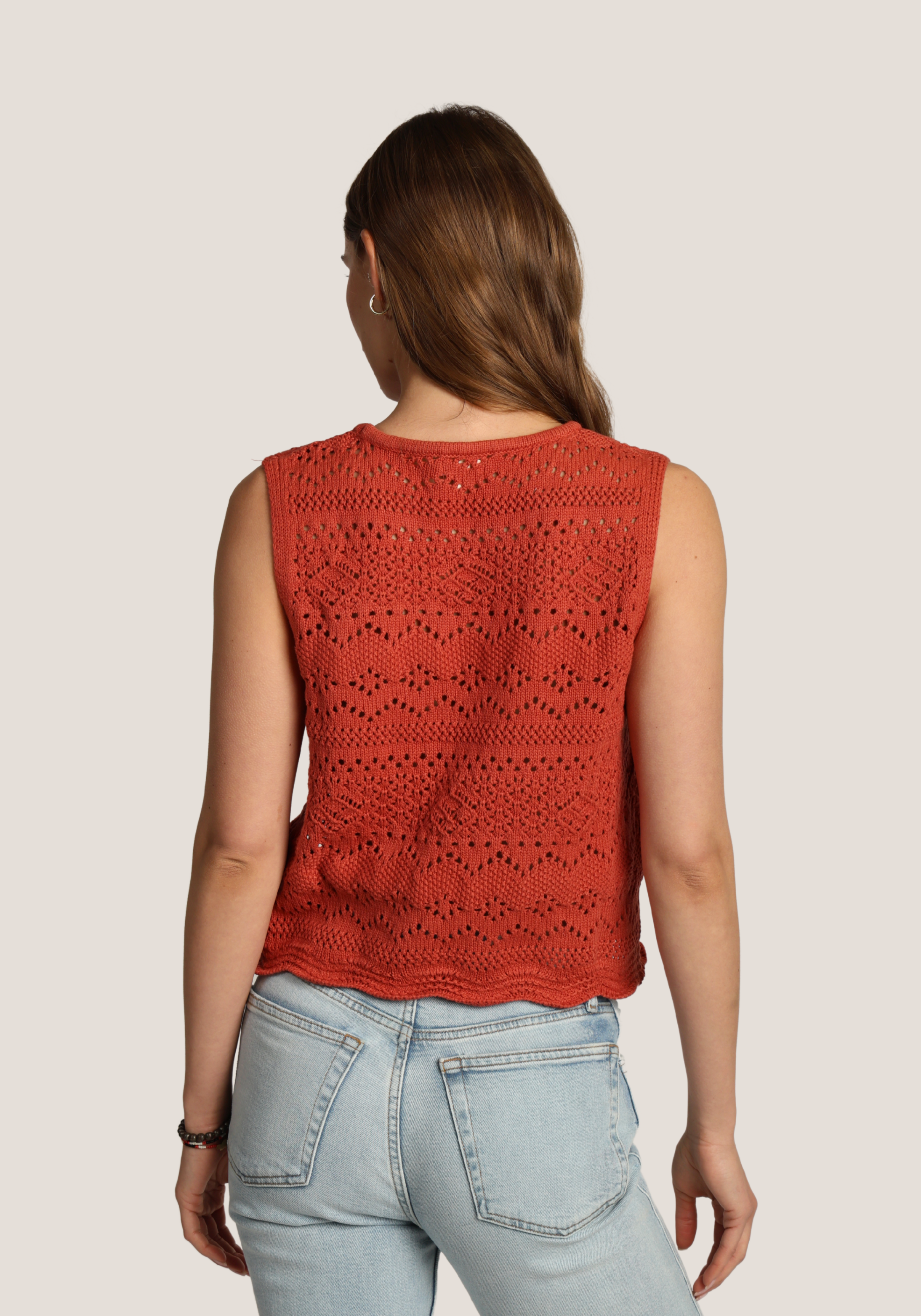 Scallop Hem Crochet Sweater