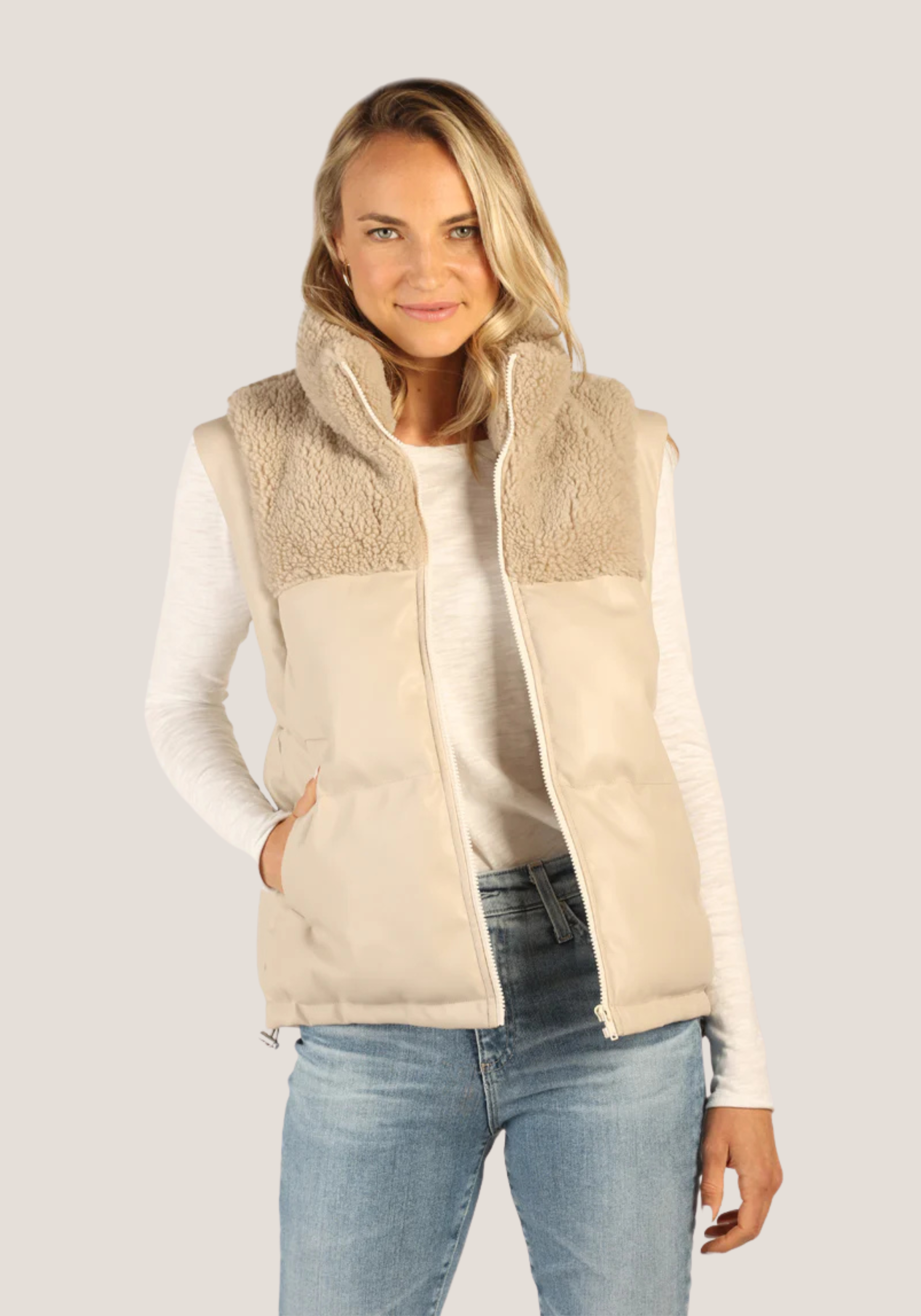 Sherpa & Faux Leather Vest