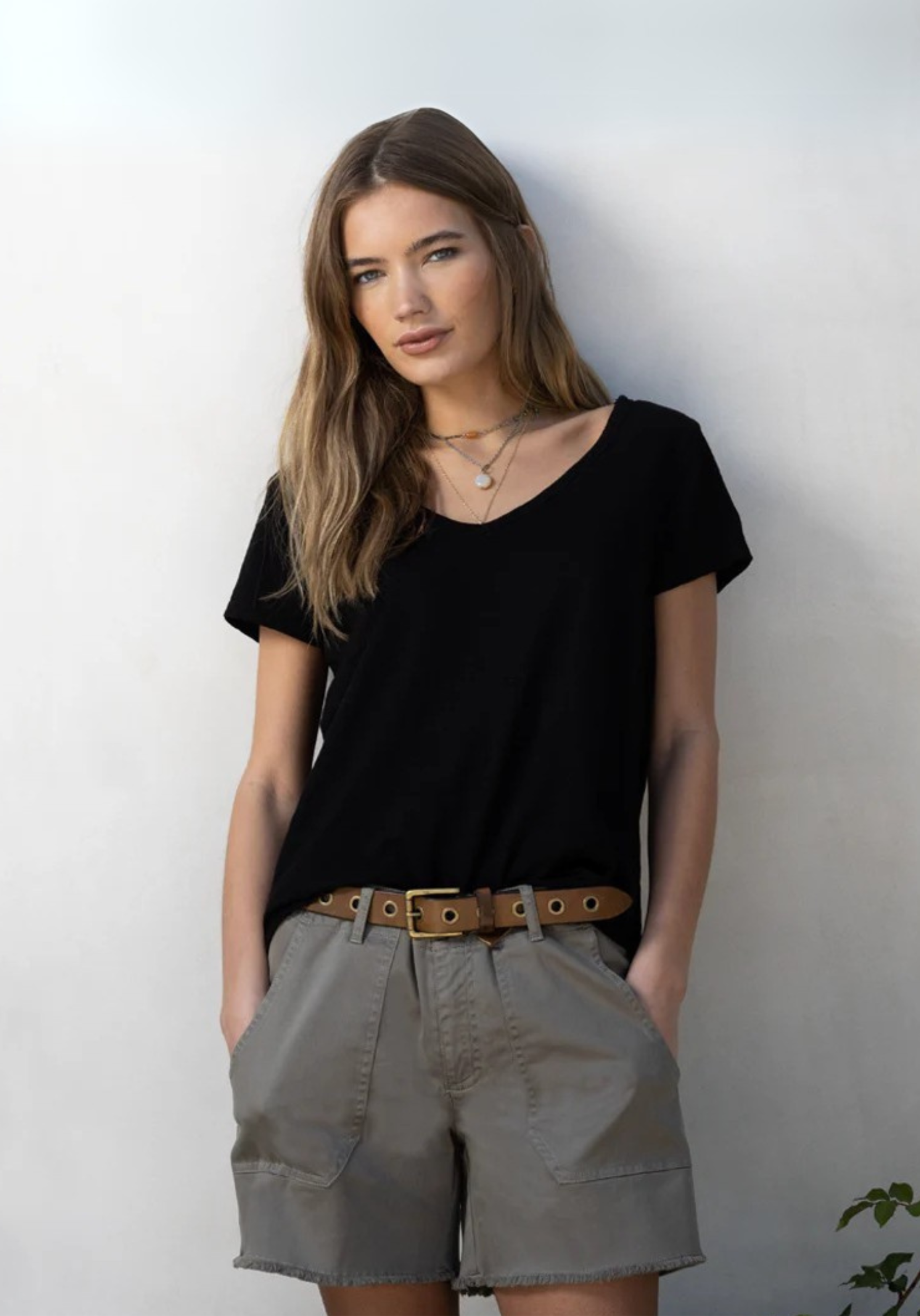 Short Sleeve Deep V-Tee