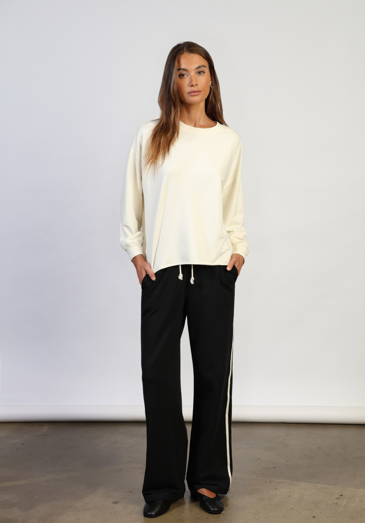 Wide Leg Pant w/ Side Stripes