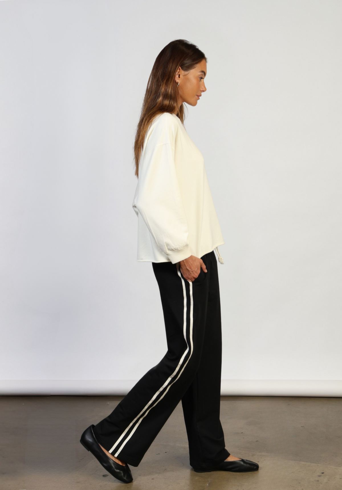 Wide Leg Pant w/ Side Stripes