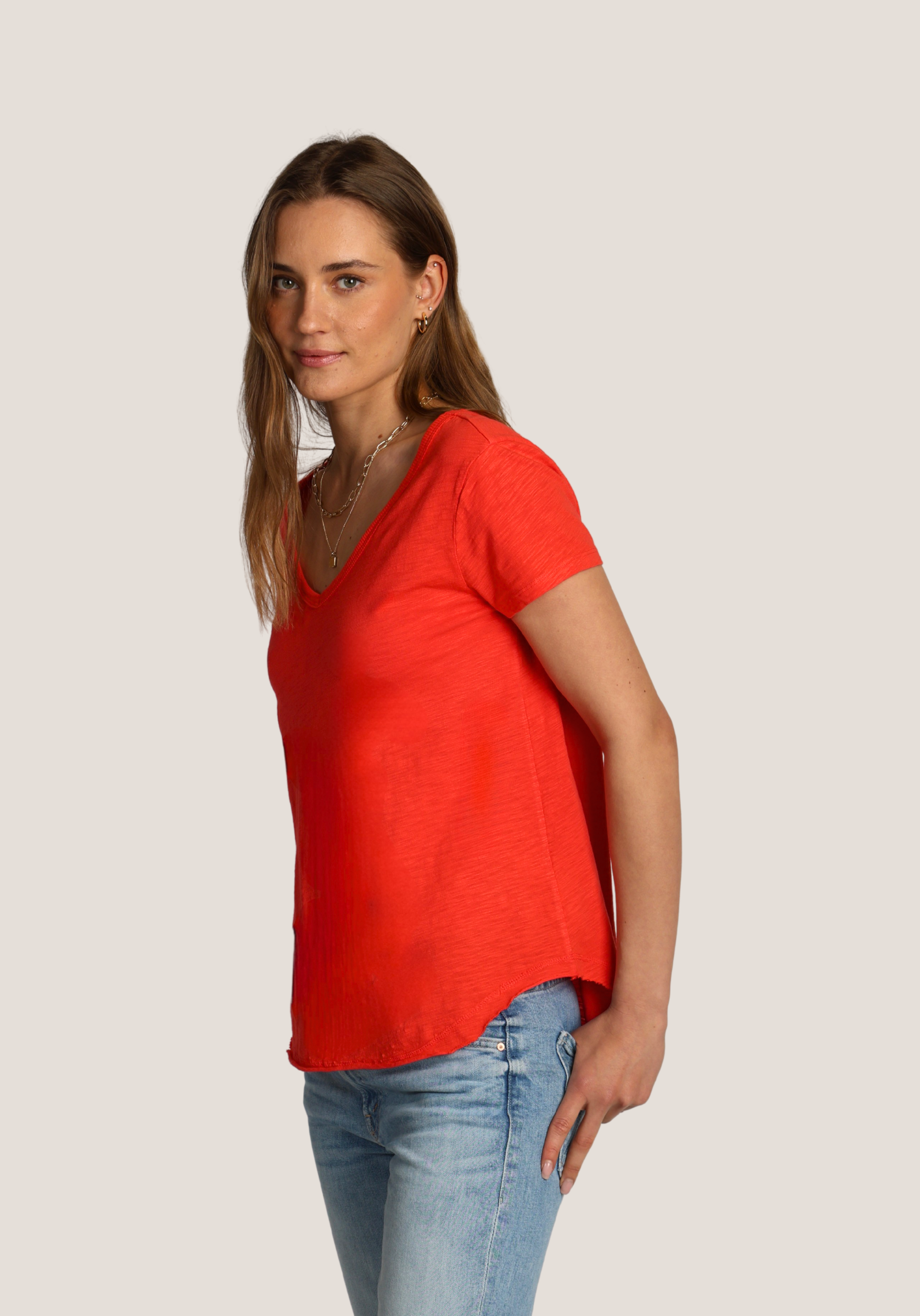 Deep V-Shirt Tail Tee