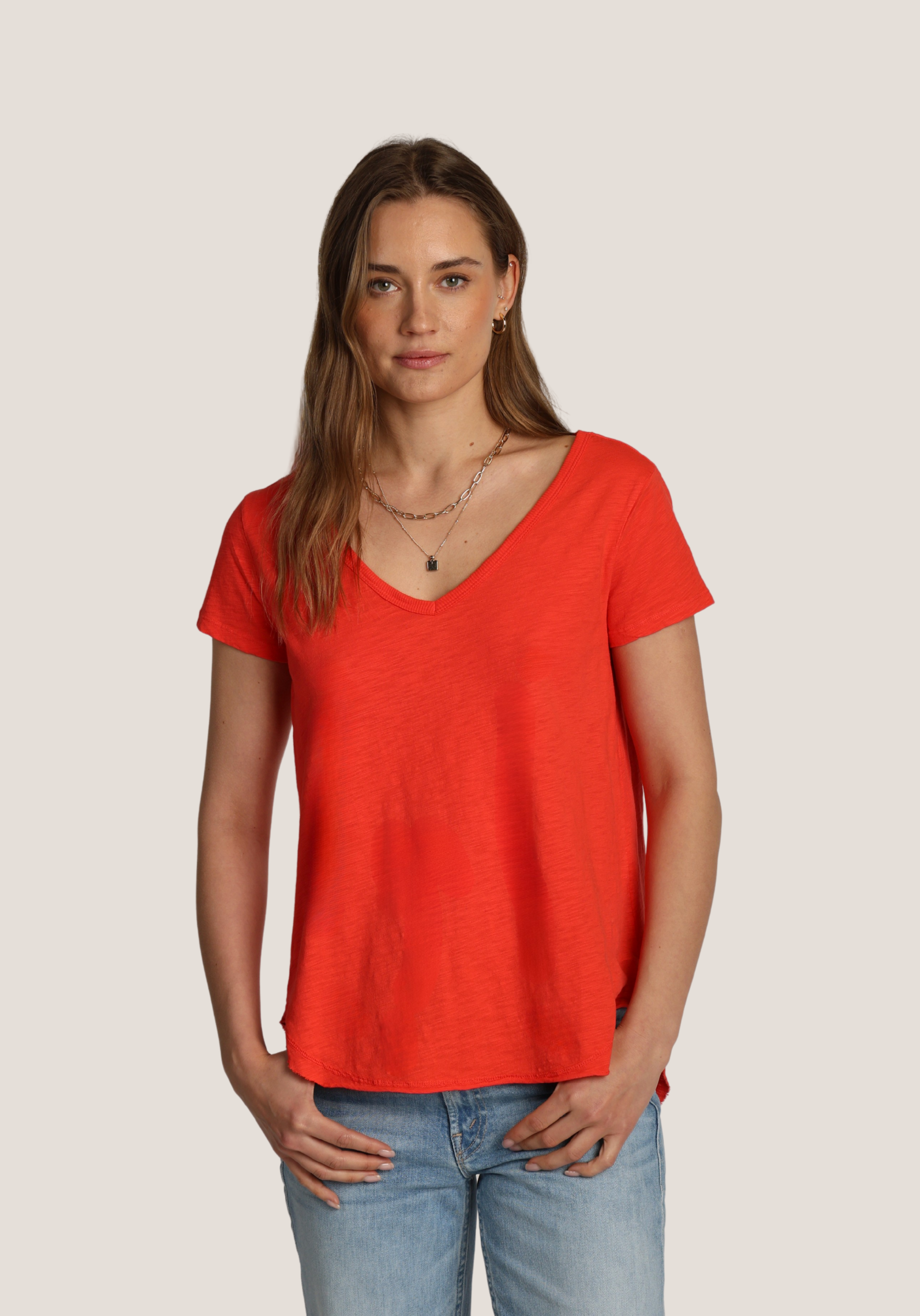 Deep V-Shirt Tail Tee