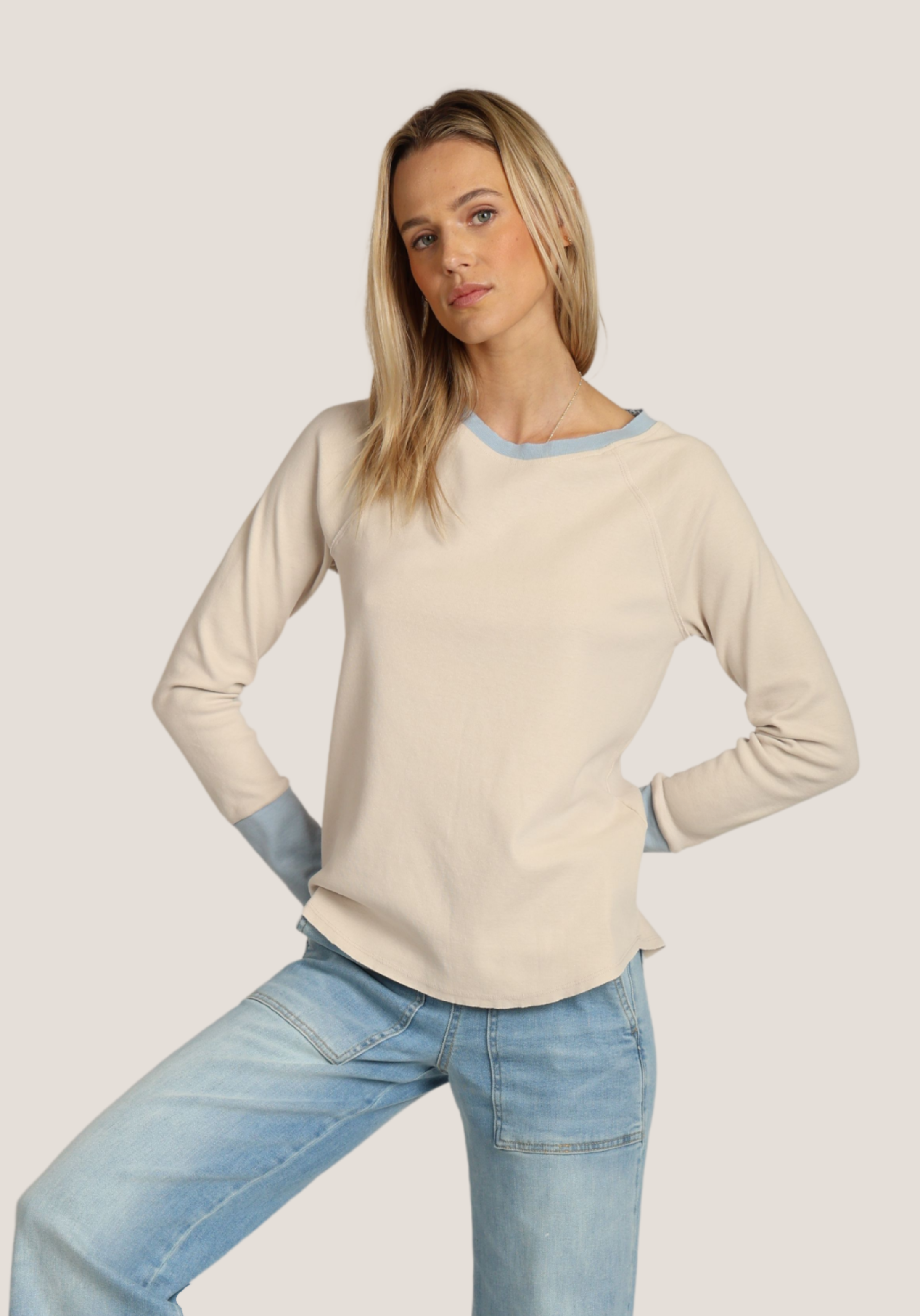 Contrast Rib Raglan