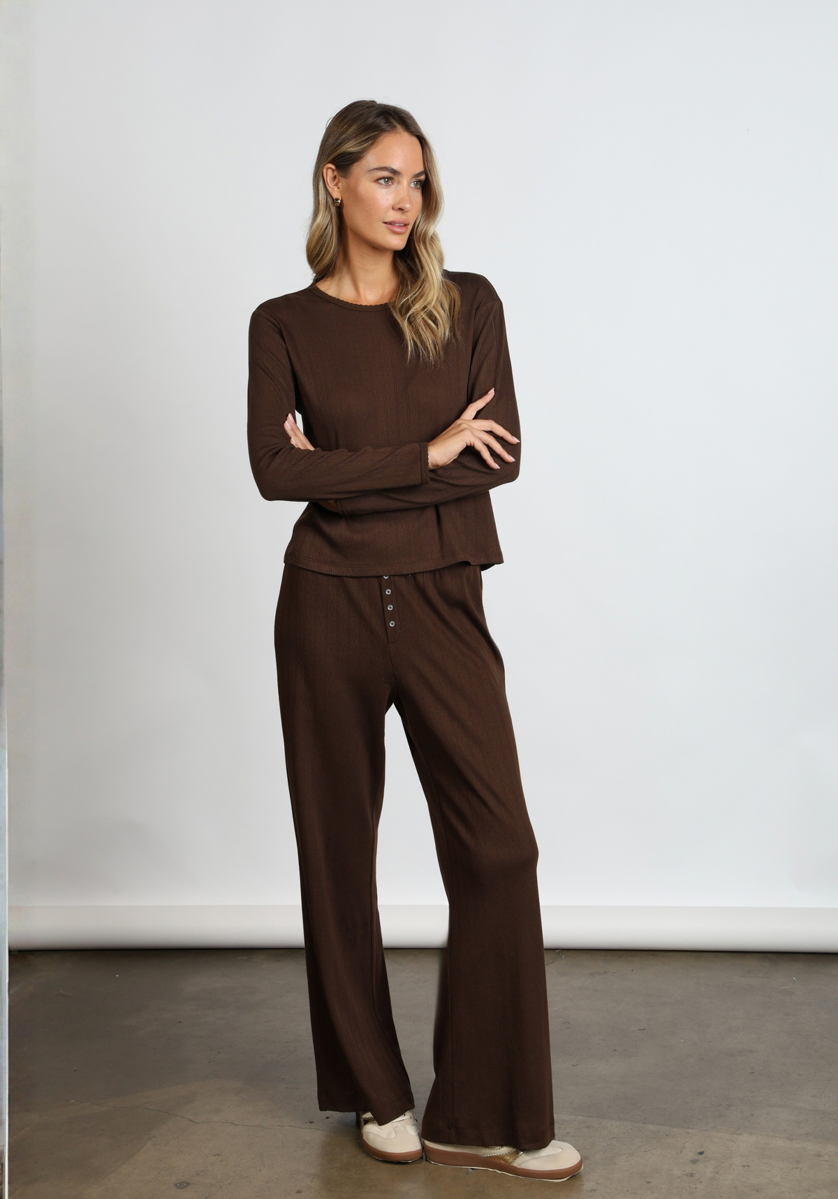 Kelly Pointelle Wide Leg Pant